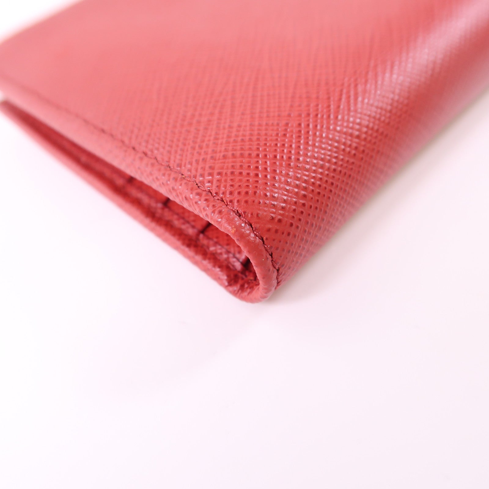 PRADA GHW Wallet 1ML023 Saffiano Leather Red