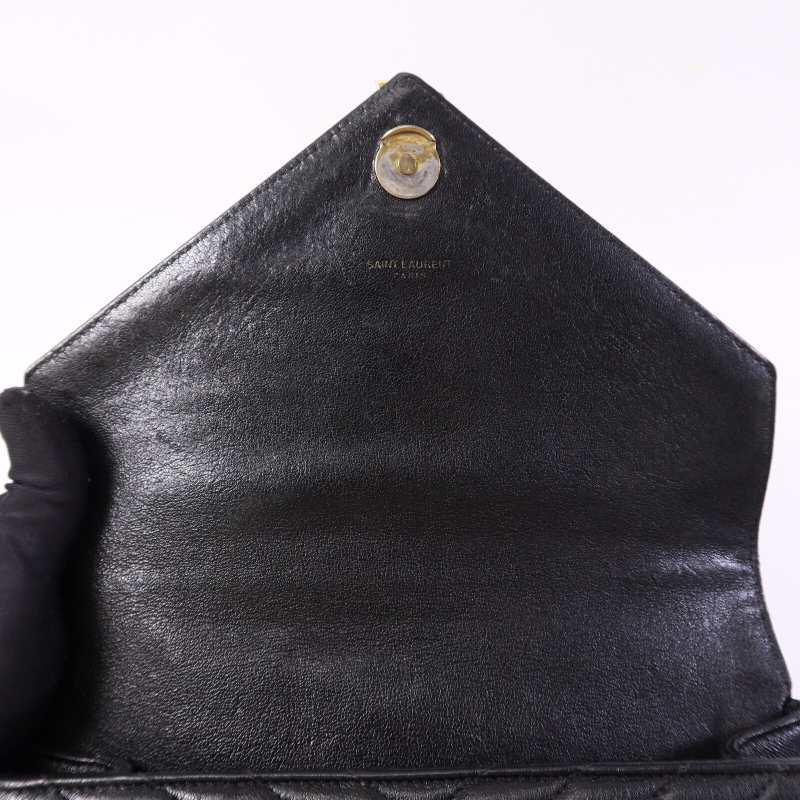YVES SAINT LAURENT 牛皮皮革2 Way Shoulder Bag金扣手挽肩背兩用袋