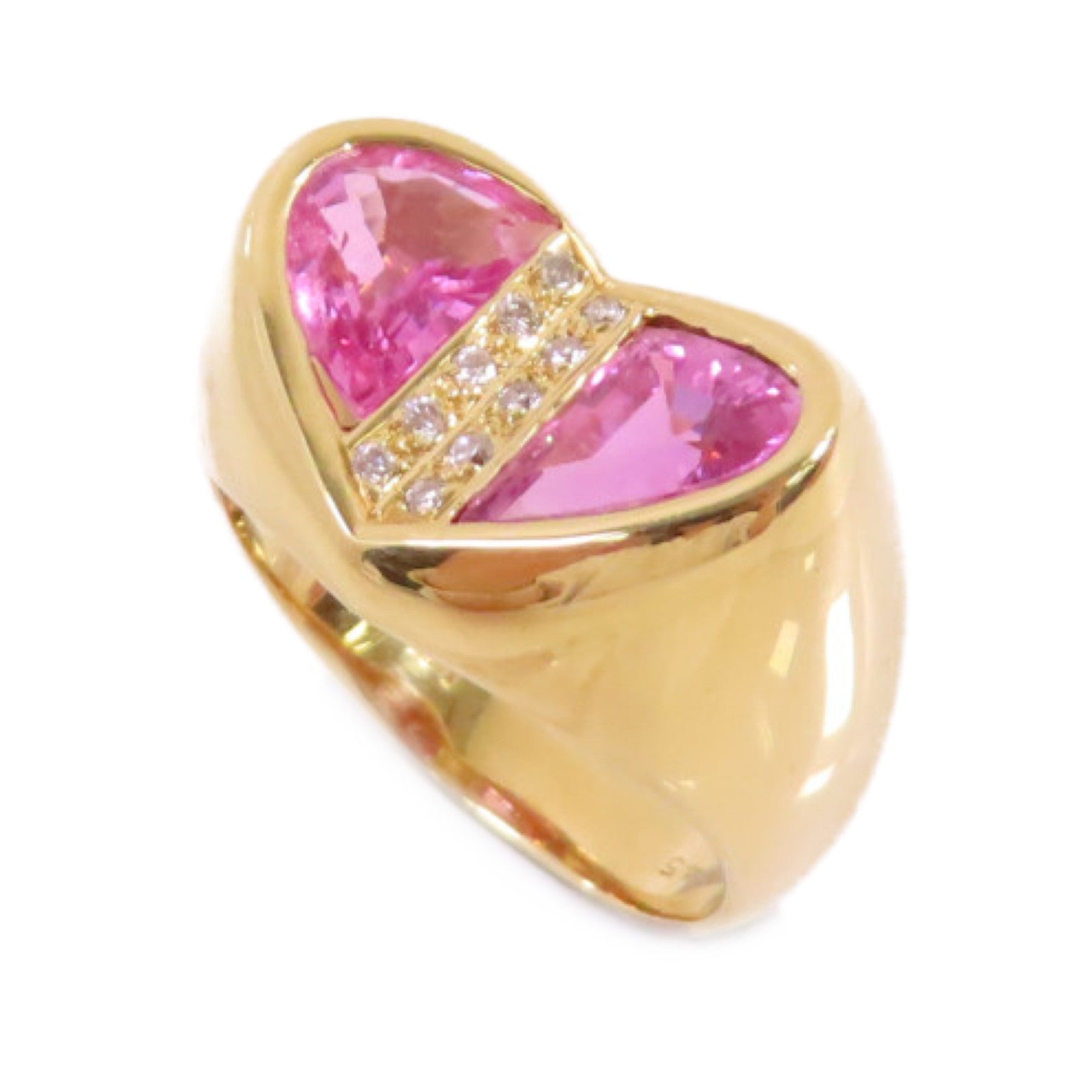 JEWELRY 【激減優惠】18K黃金/2.45ct粉紅藍寶石/0.07ct鑽石Pink Sapphire Diamond Ring戒指US#6.5