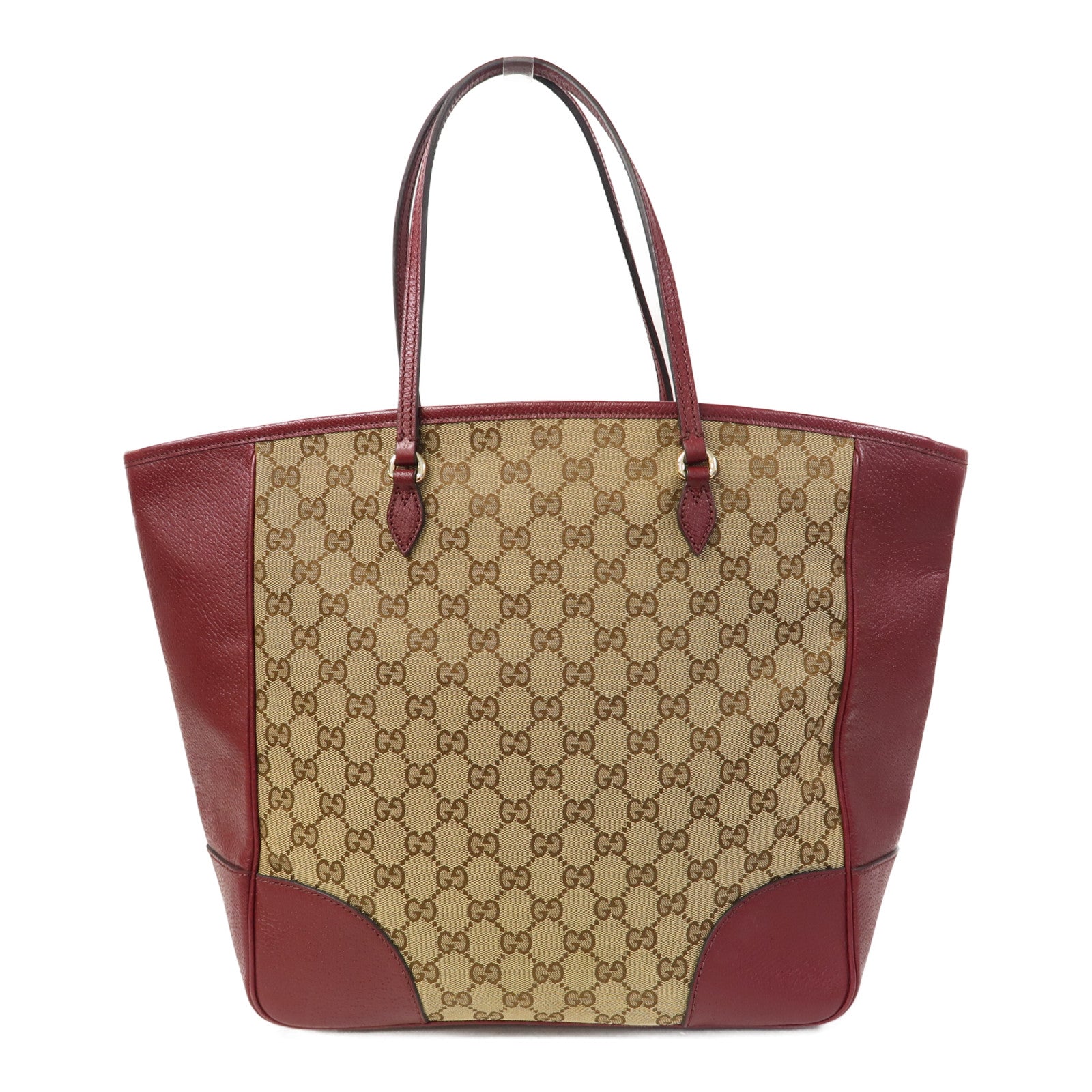 GUCCI 【激減優惠】帆布Tote Bag金扣手挽袋啡色/紅色