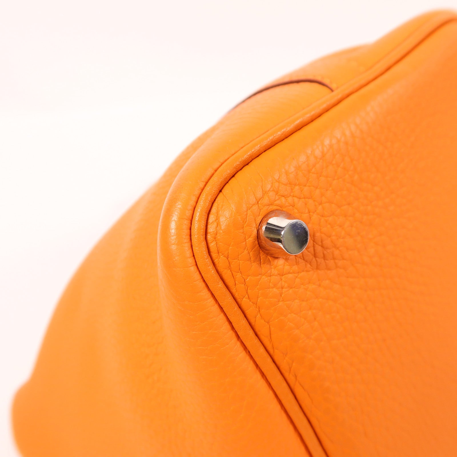 HERMES Clemence皮革Picotin PM銀扣手挽袋Orange