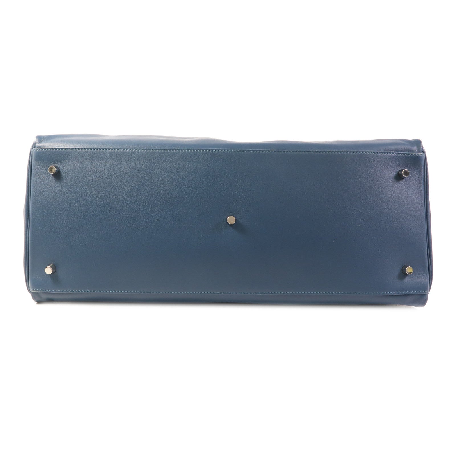 HERMES Swift皮革Kelly 50銀扣手挽袋Bleu Saphir