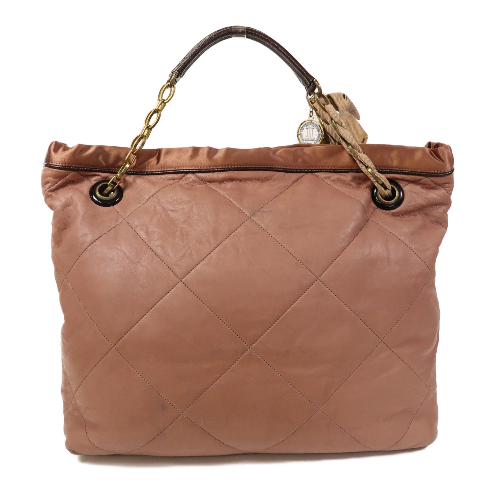 LANVIN 皮革Tote Bag金扣手挽袋粉紅色