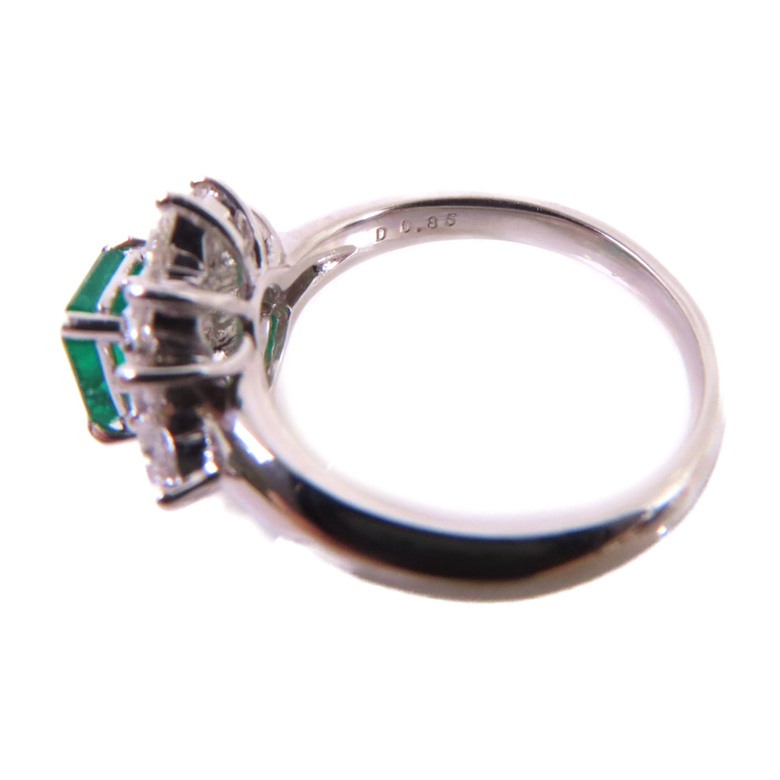 JEWELRY 0.99ct Emerald 0.85ct Diamond Ring US#6.75 PT900 Platinum