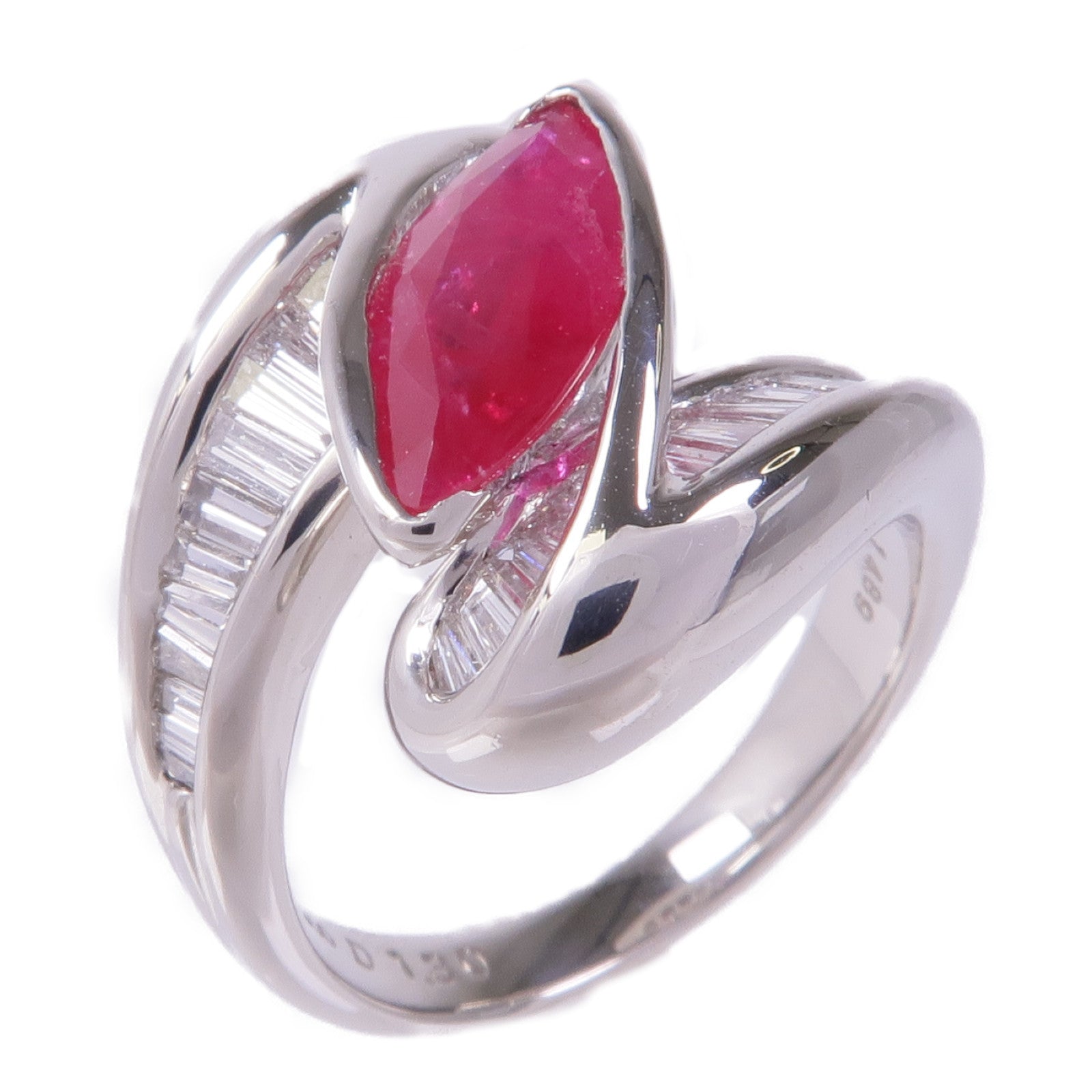 JEWELRY 【激減優惠】PT900鉑金Ruby Diamond Ring紅寶石/鑽石戒指US#5.75