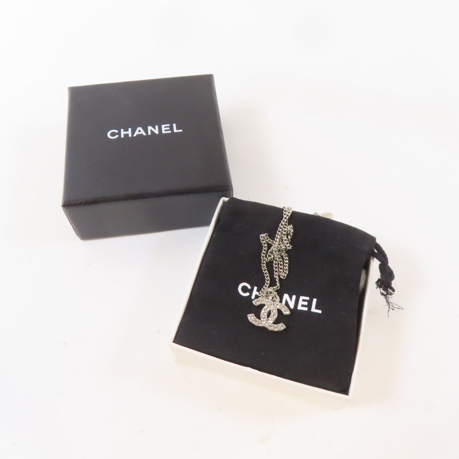 CHANEL 金屬/水晶Necklace項鍊銀色#40cm