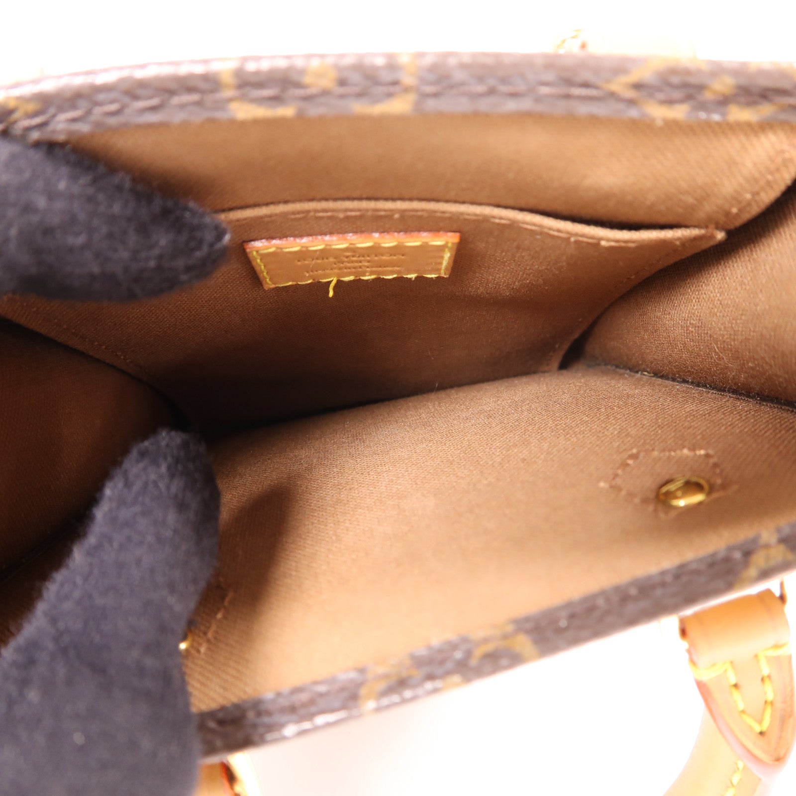 LOUIS VUITTON Monogram Petit Sac Plat金扣手挽肩背兩用袋棕色