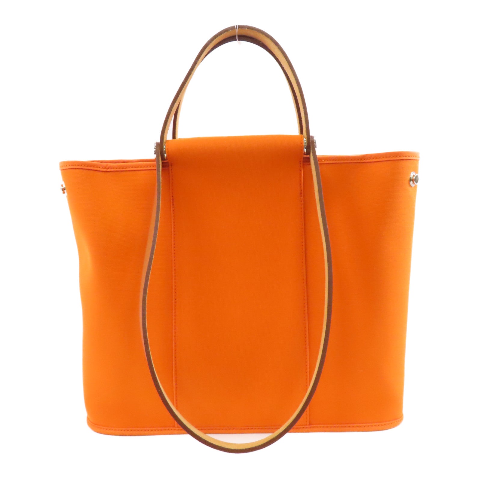 HERMES 帆布Cabag PM銀扣手挽肩背兩用袋橙色
