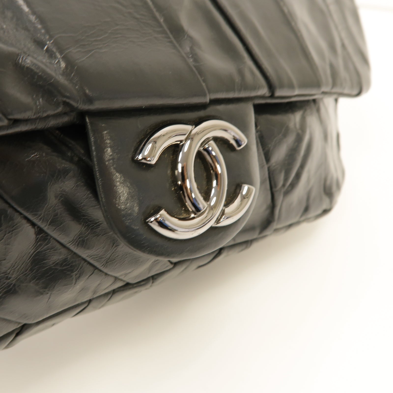 CHANEL 【激減優惠】牛皮皮革Chain Shoulder Bag銀扣鏈帶肩背袋灰色