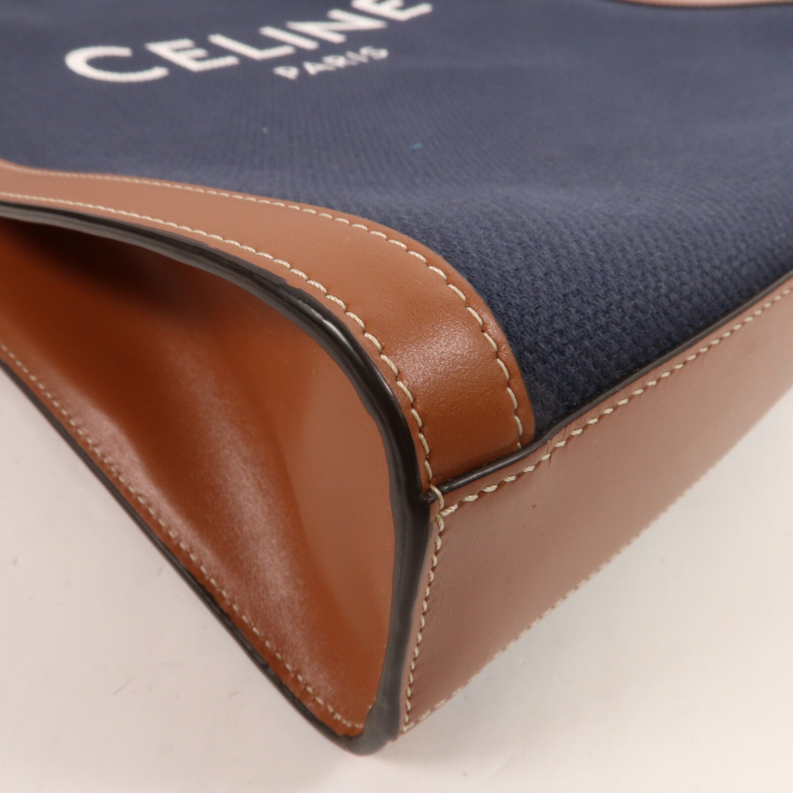 CELINE 帆布/牛皮皮革Vertical Cabas手挽肩背兩用袋