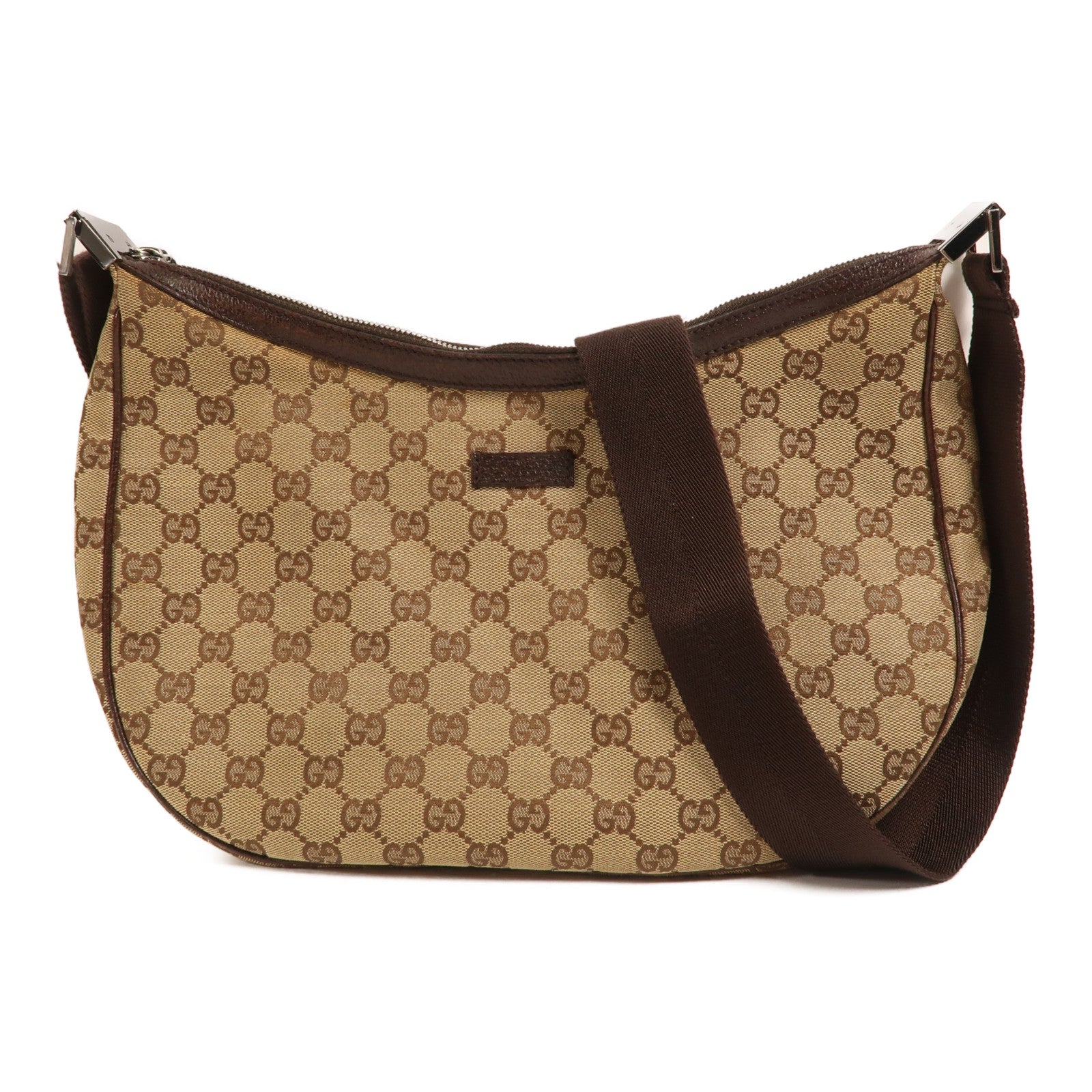 GUCCI 帆布Shoulder Bag銀扣肩背袋