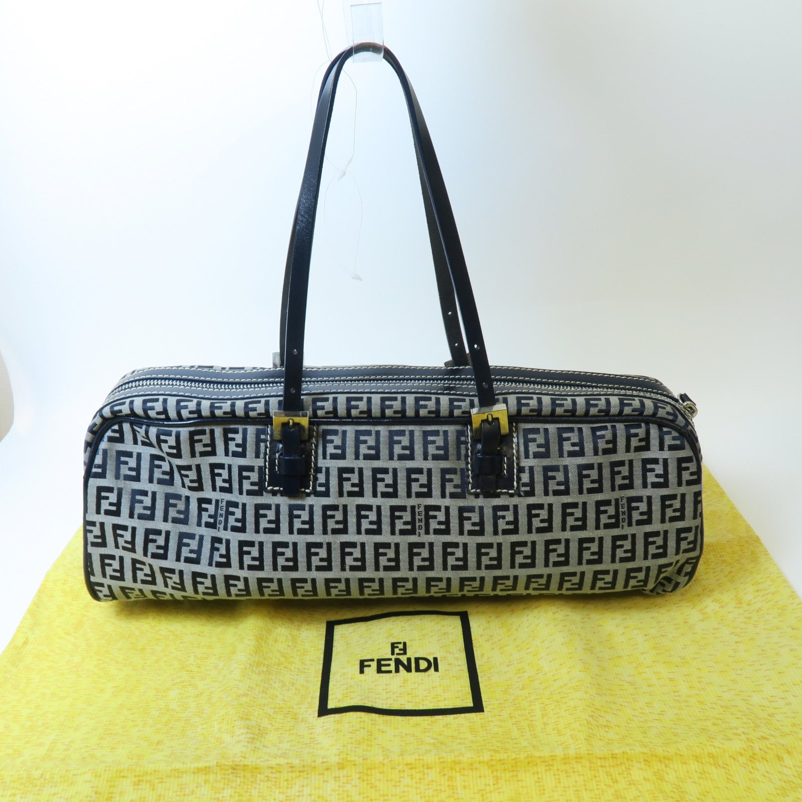 FENDI 【激減優惠】帆布Handbag銀扣手挽袋深藍色