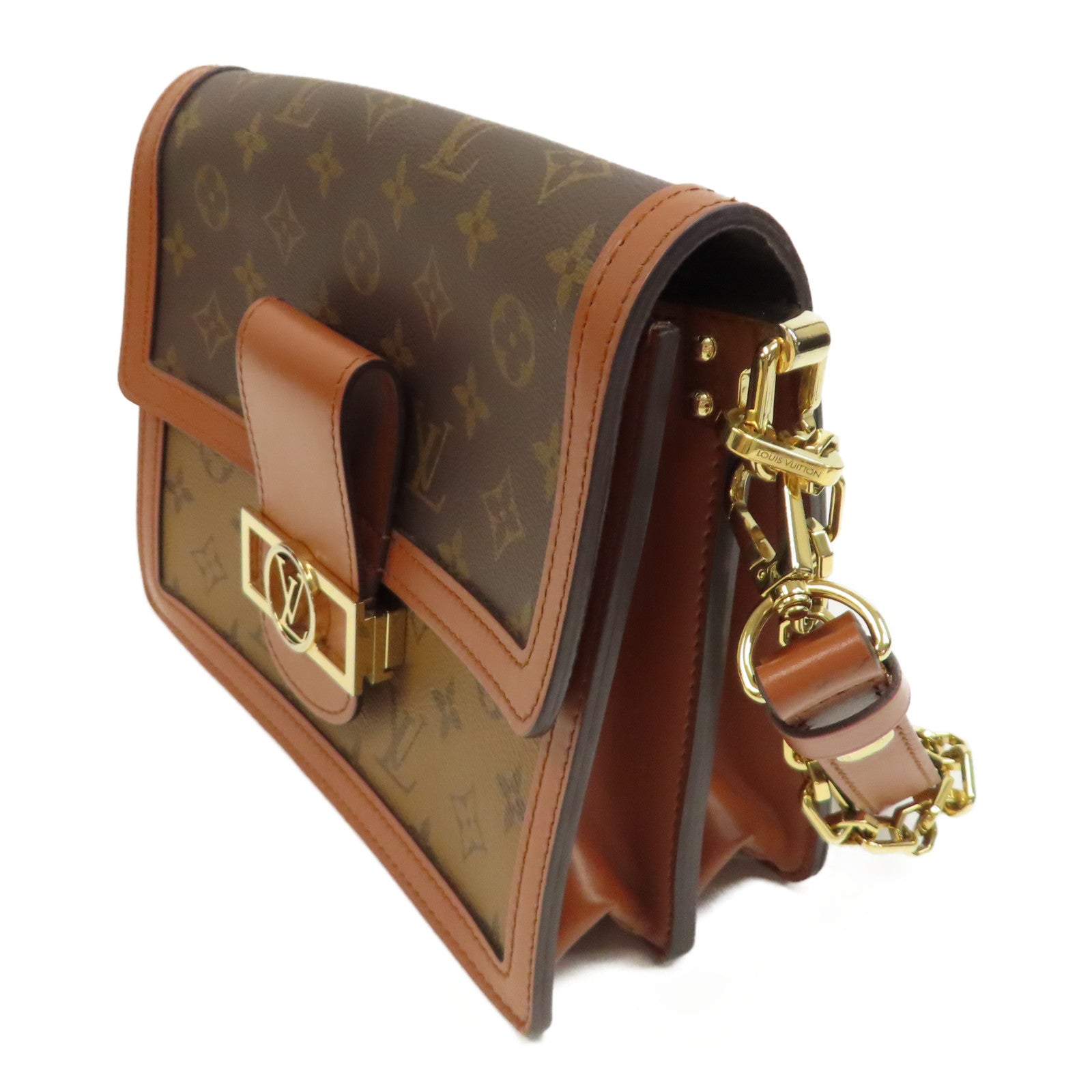 LOUIS VUITTON 【激減優惠】Monogram Reverse Dauphine MM金扣肩背袋啡色