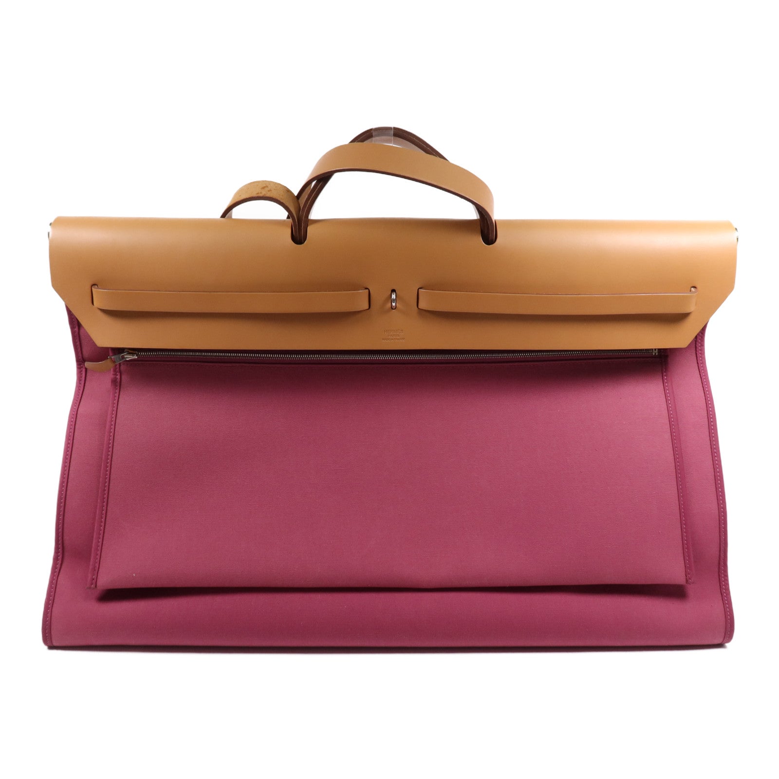 HERMES 帆布Herbag 50銀扣手挽肩背兩用袋Tosca