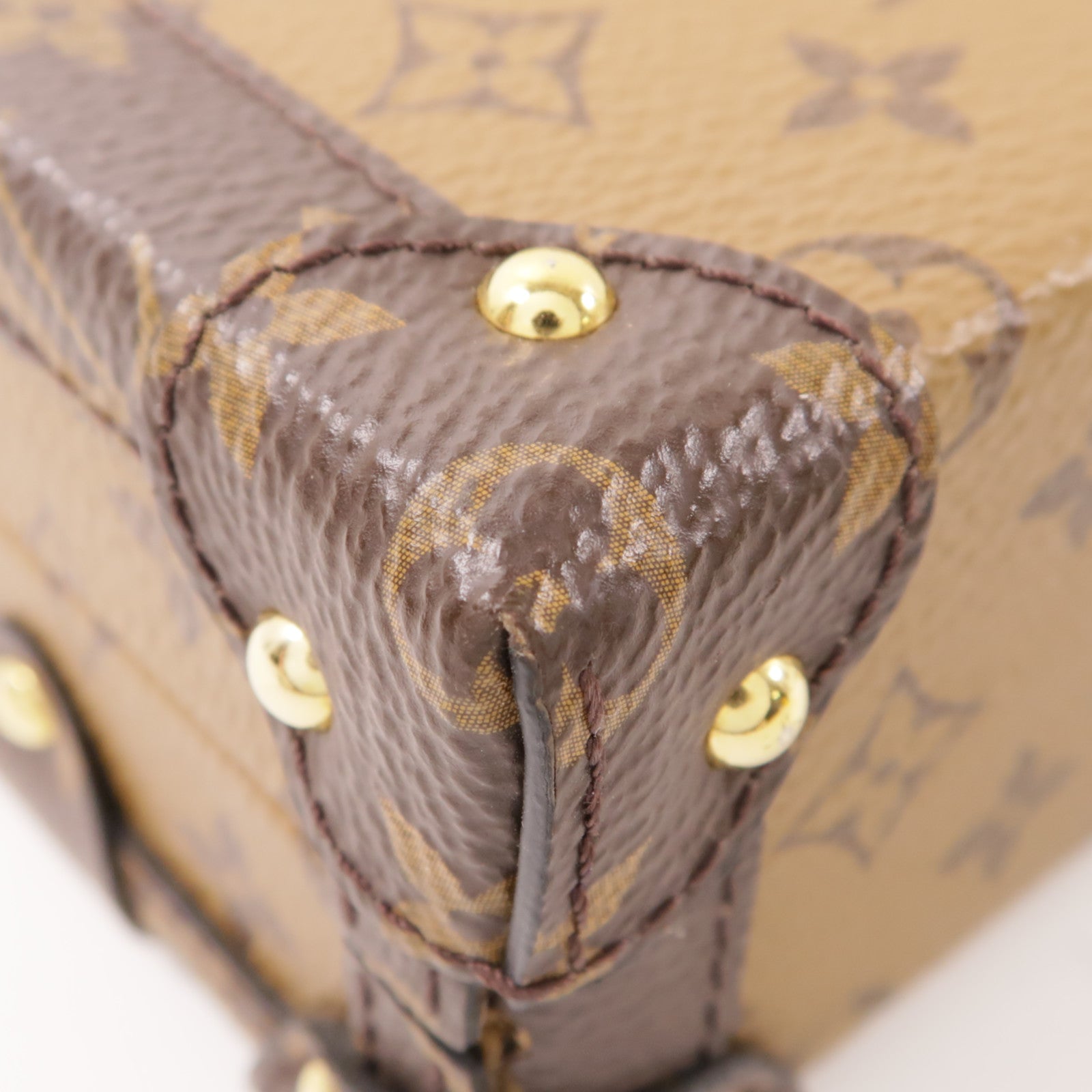 LOUIS VUITTON Monogram Reverse Petite Malle金扣肩背袋