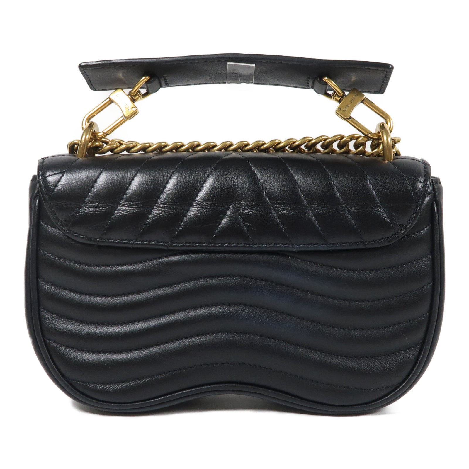 LOUIS VUITTON LV GHW New Wave Chain 2 Way Shoulder Bag Calfskin Leather Black