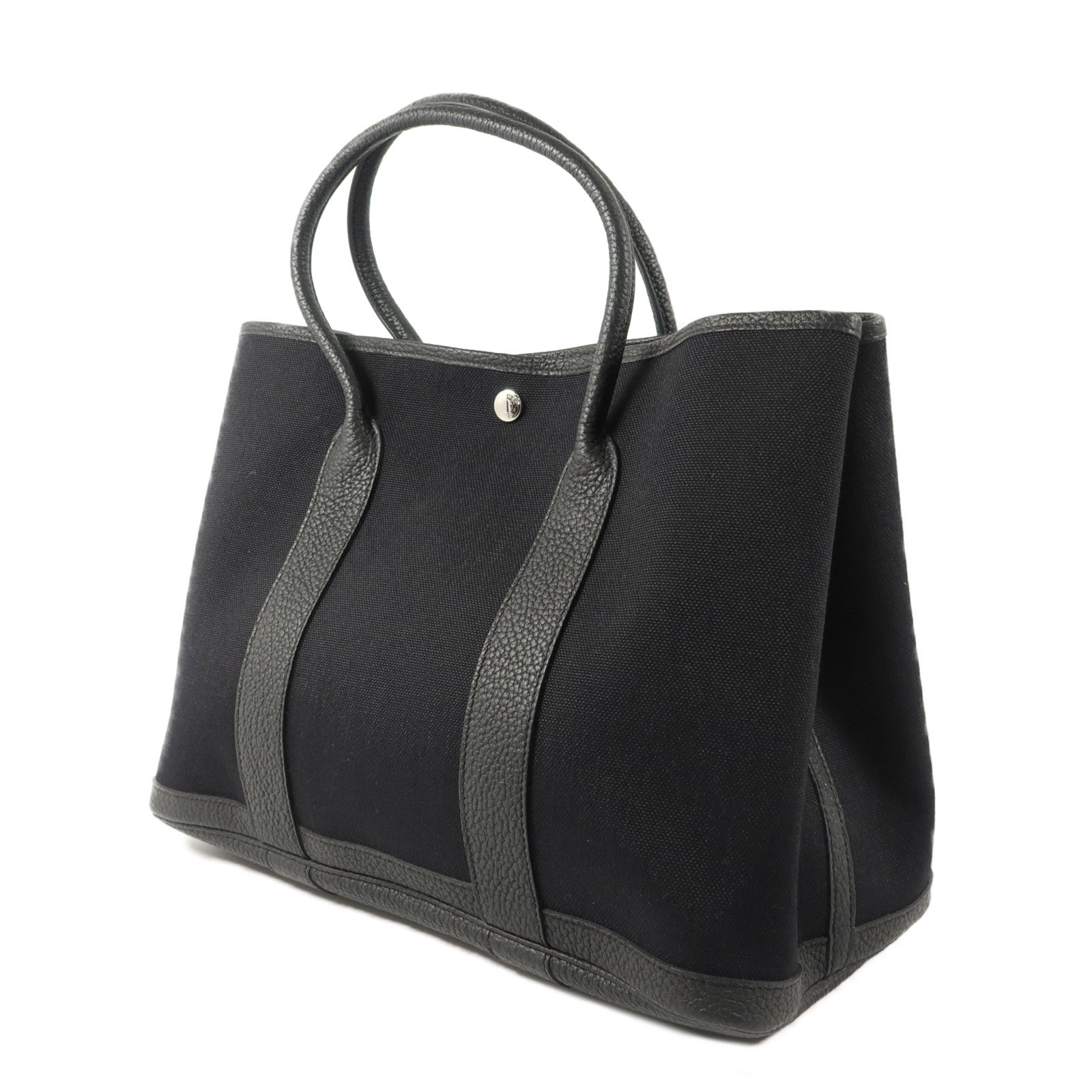 HERMES Negonda皮革/帆布GardenParty PM手挽袋Noir