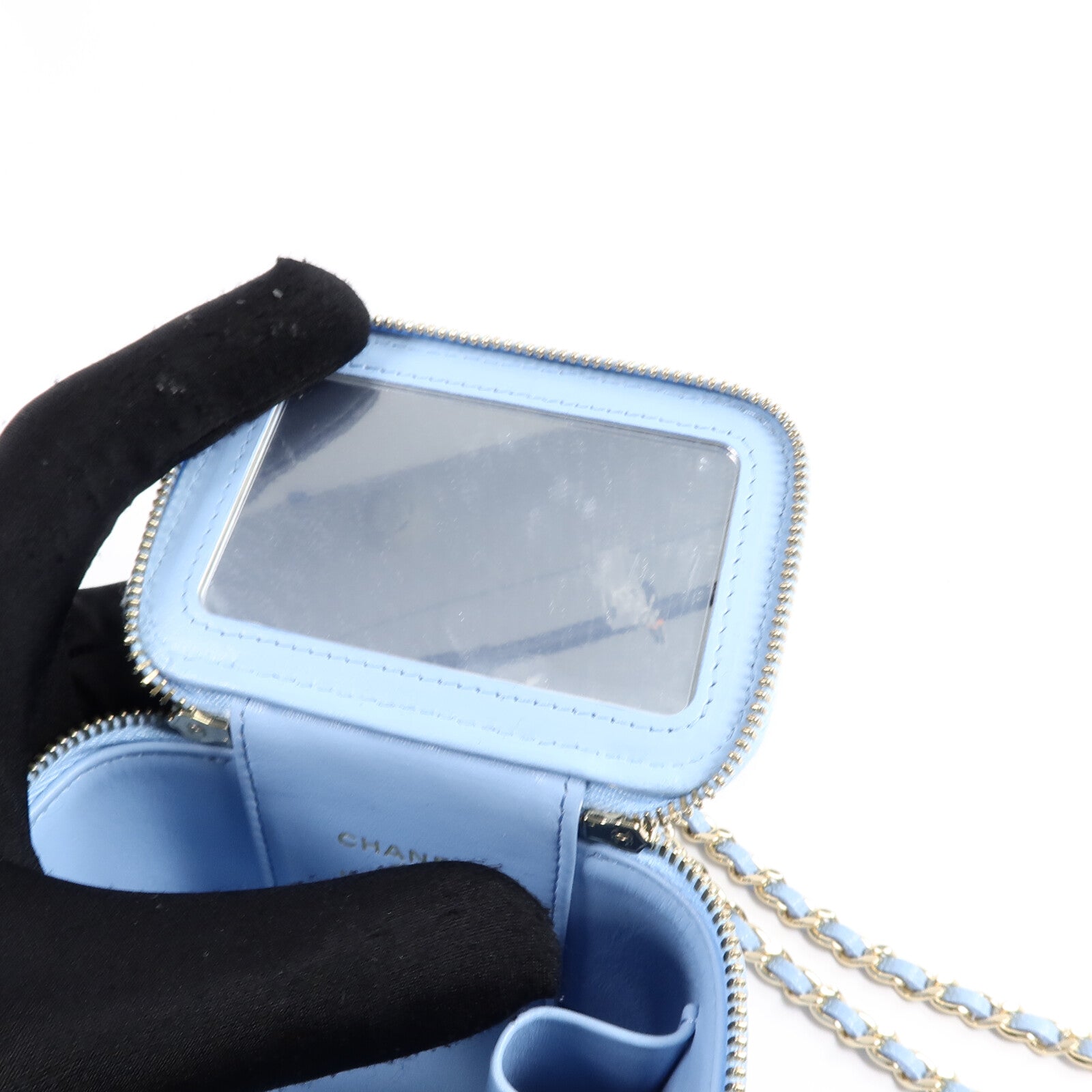 CHANEL 牛皮皮革Mini Vanity鏈帶肩背袋