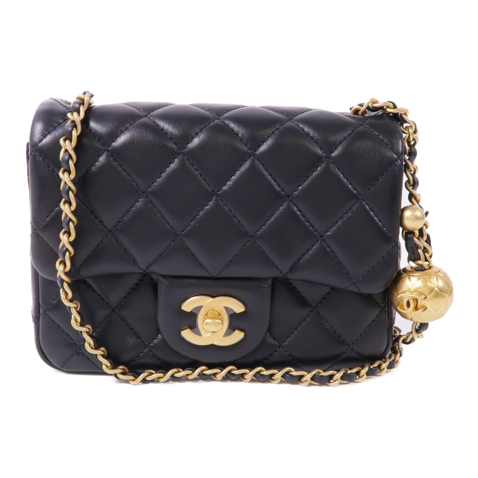 CHANEL 羊皮皮革Mini Classic 17金扣鏈帶肩背袋