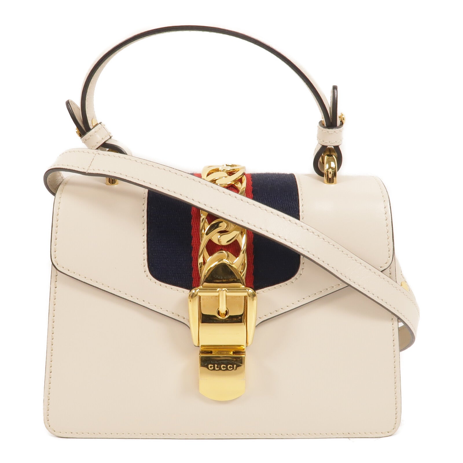 GUCCI 牛皮皮革Sylvie Mini手挽肩背兩用袋