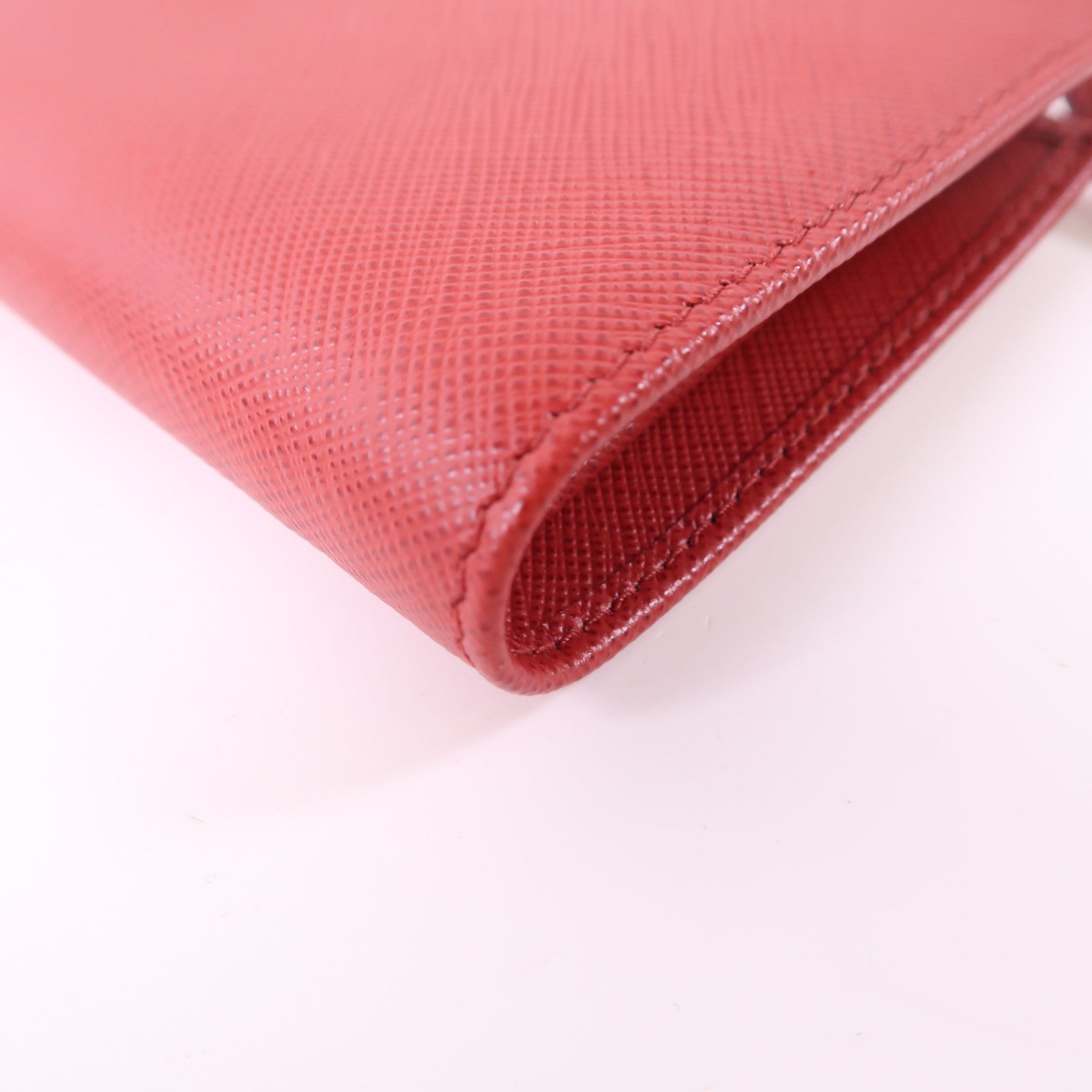 PRADA GHW Wallet 1ML023 Saffiano Leather Red