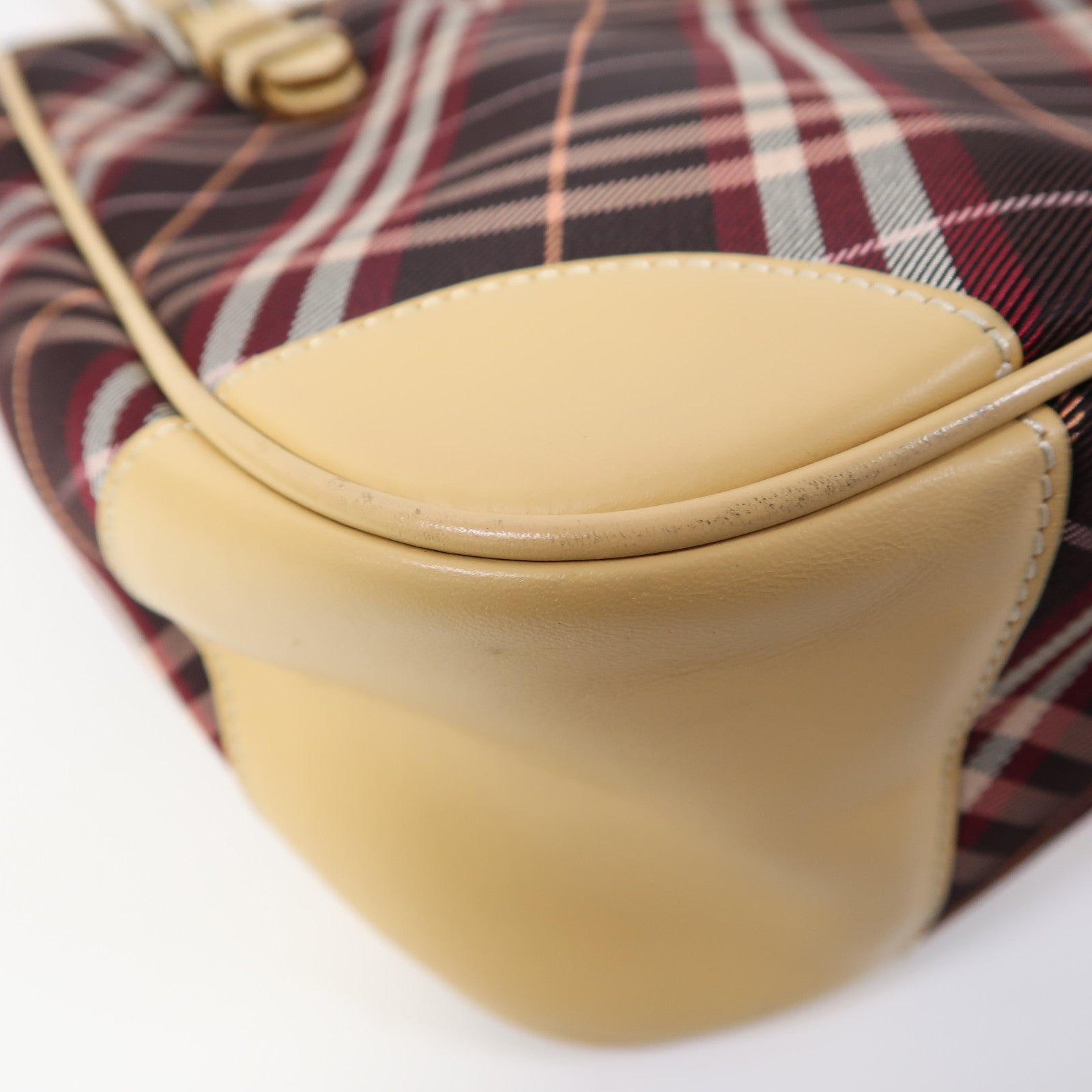 BURBERRY BLUE LABEL 帆布Shoulder Bag銀扣肩背袋紅色/啡色