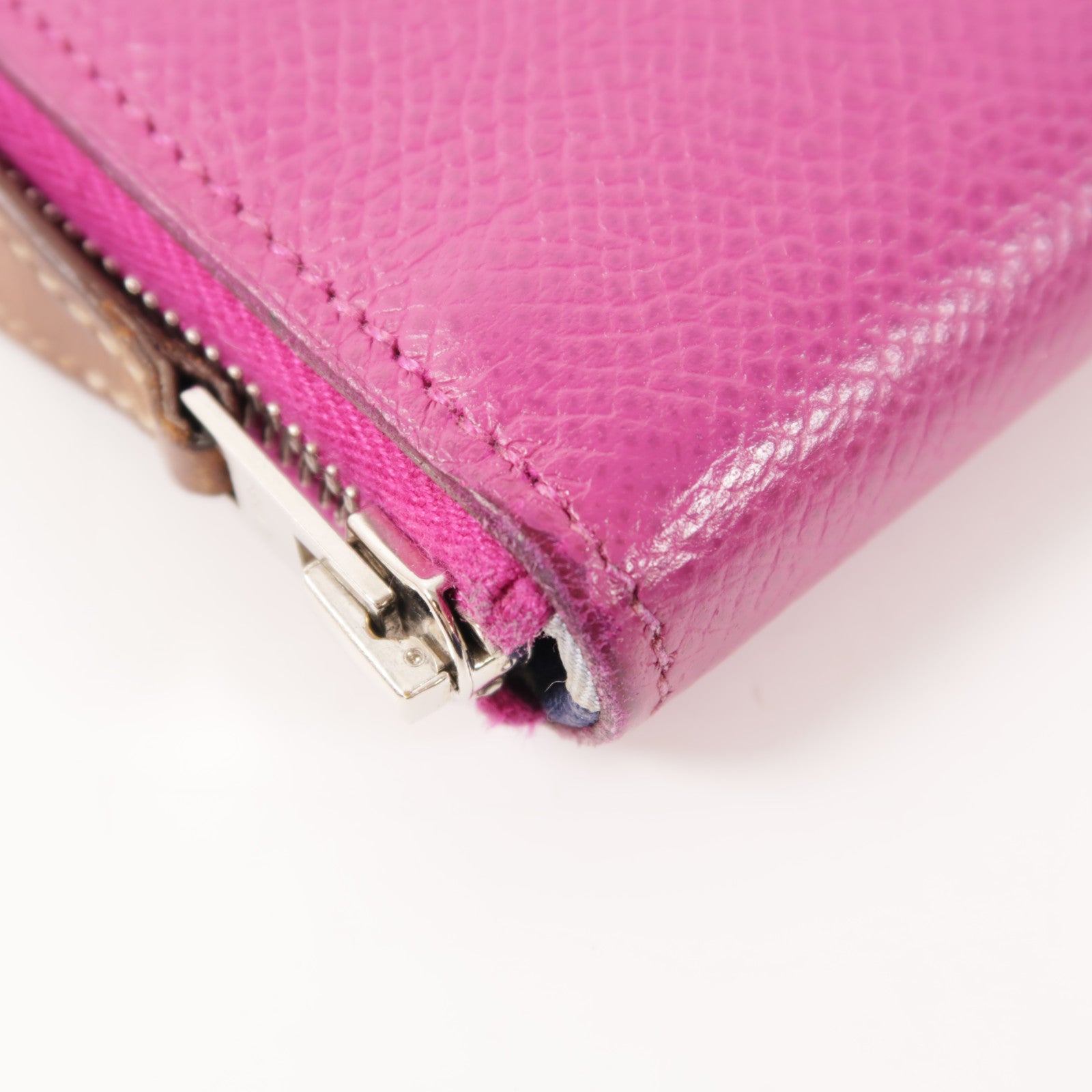 HERMES Epsom皮革Silk In Classique銀扣長錢包