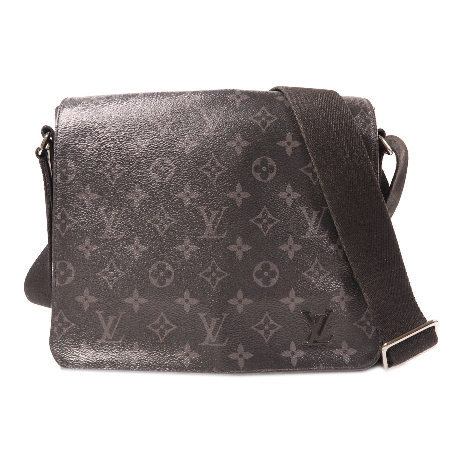 LOUIS VUITTON Monogram Eclipse District PM銀扣肩背袋黑色