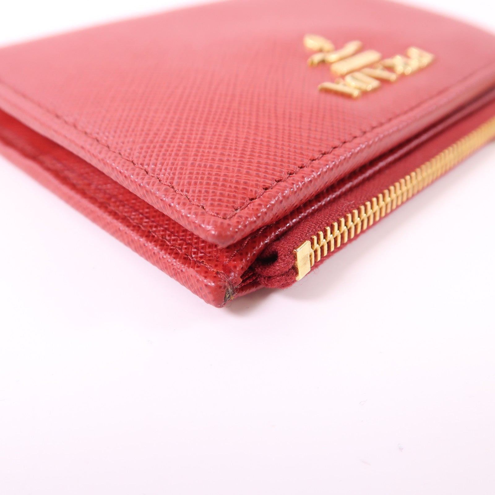 PRADA GHW Wallet 1ML023 Saffiano Leather Red