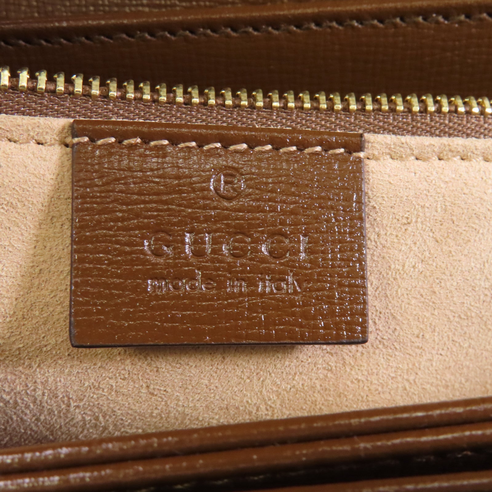 GUCCI 塗層帆布/皮革Horsebit 1955金扣肩背袋啡色