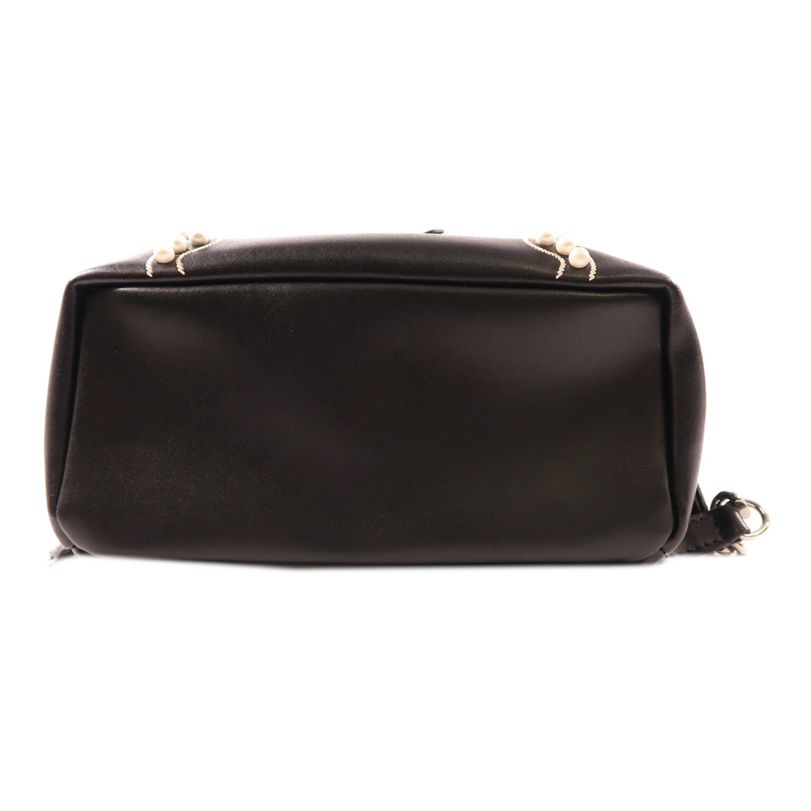 FENDI 牛皮皮革Backpack銀扣背包黑色