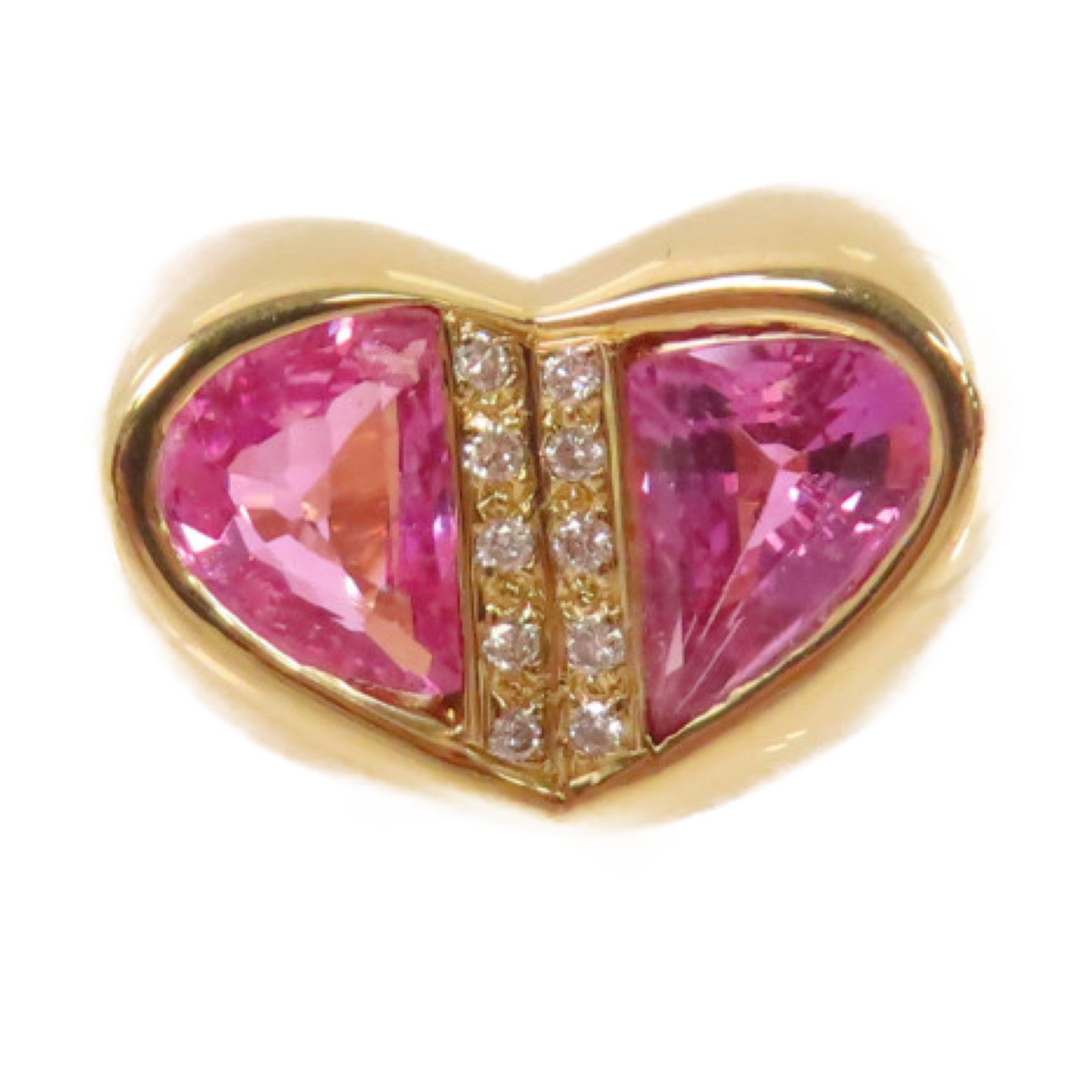 JEWELRY 【激減優惠】18K黃金/2.45ct粉紅藍寶石/0.07ct鑽石Pink Sapphire Diamond Ring戒指US#6.5