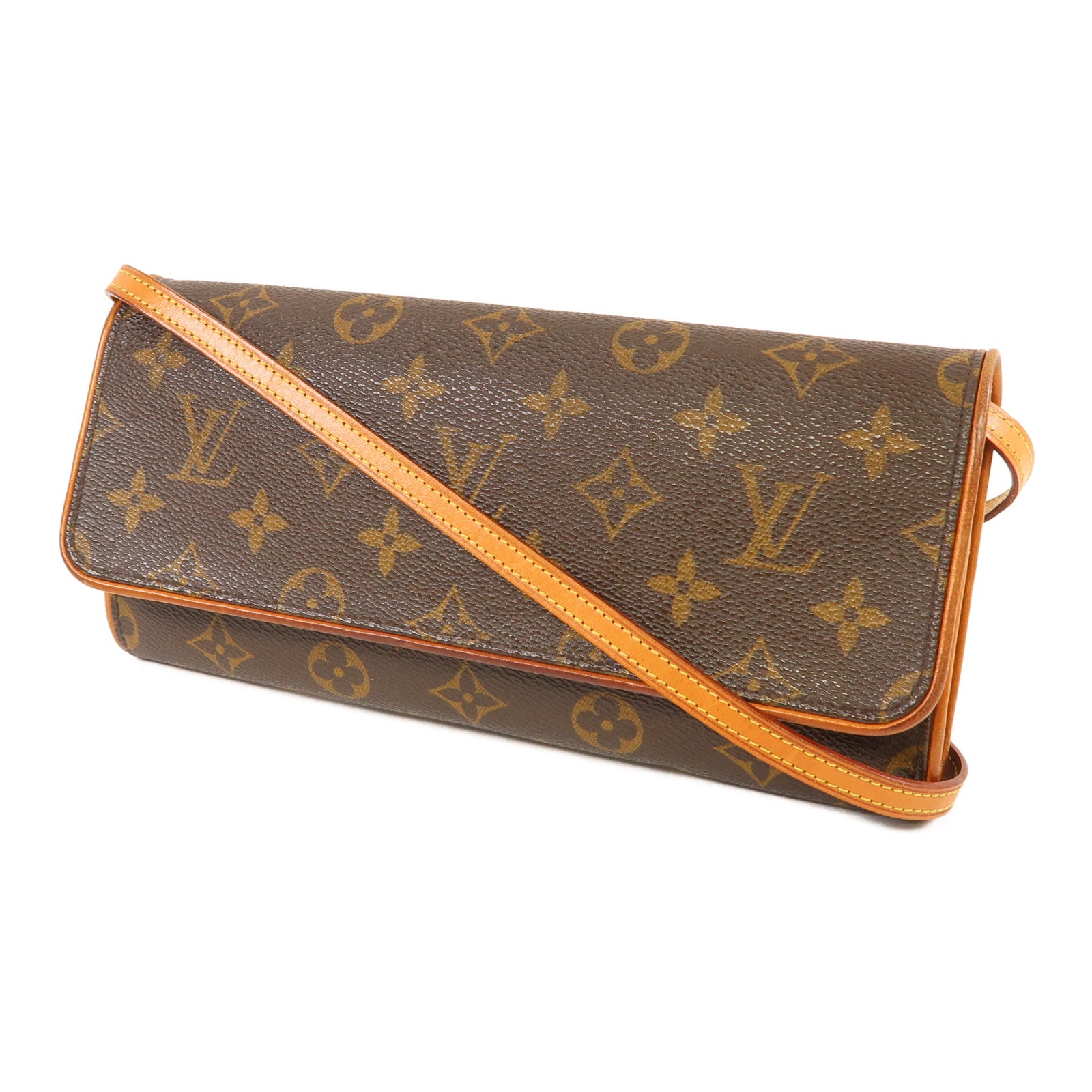 LOUIS VUITTON 【激減優惠】Monogram Pochette Twin GM金扣肩背袋啡色