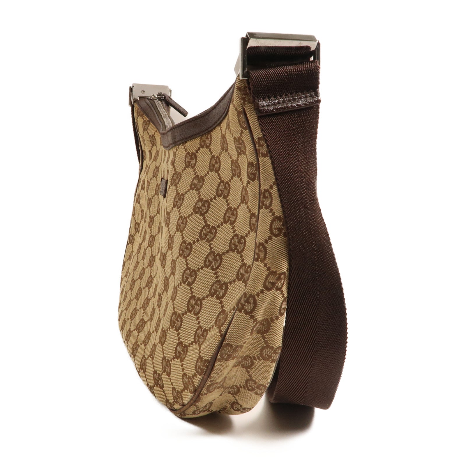 GUCCI 帆布Shoulder Bag銀扣肩背袋