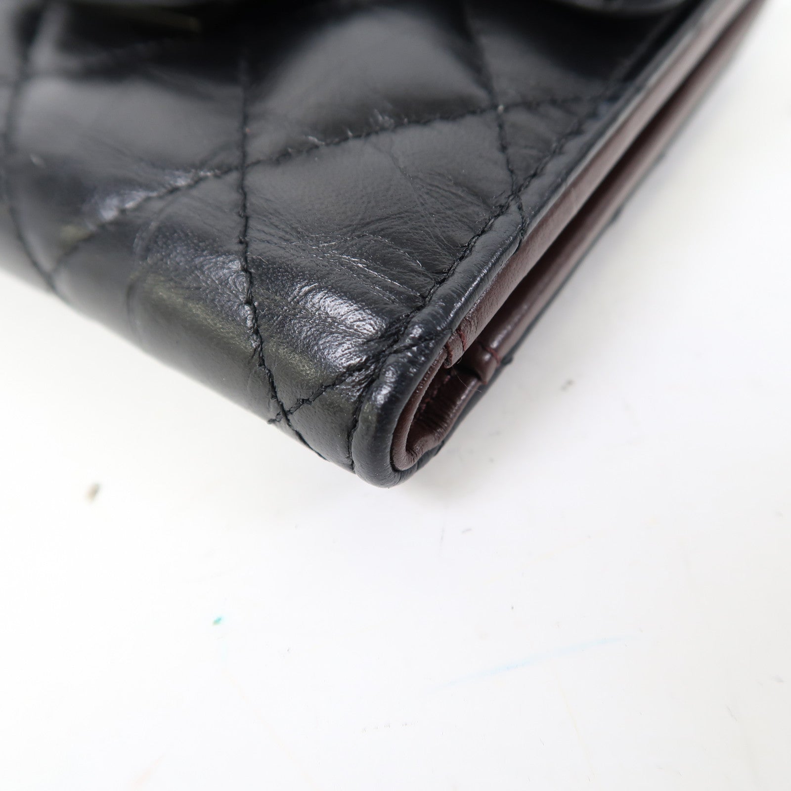 CHANEL 菱格羊皮皮革2.55 Wallet銀扣錢包黑色