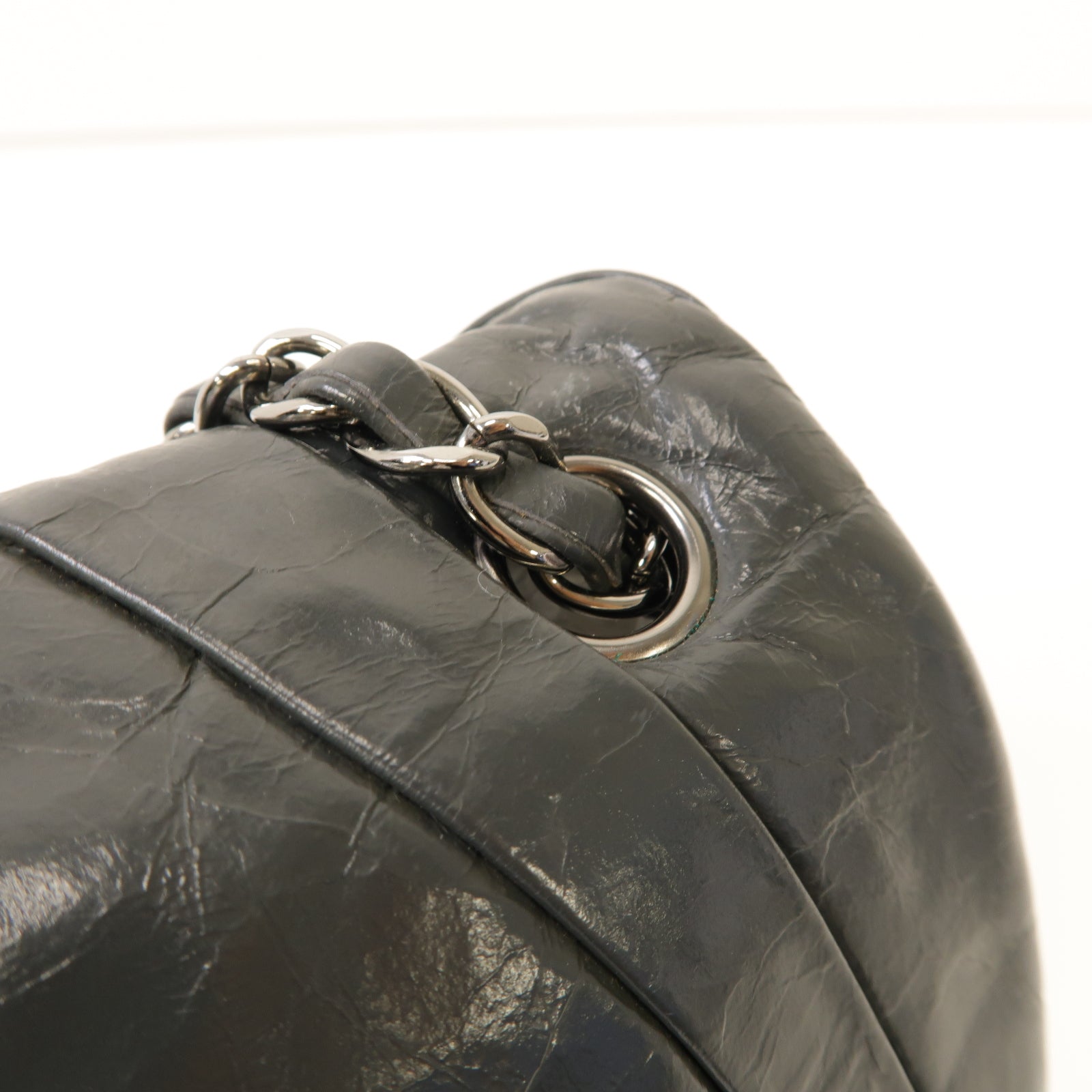 CHANEL 【激減優惠】牛皮皮革Chain Shoulder Bag銀扣鏈帶肩背袋灰色