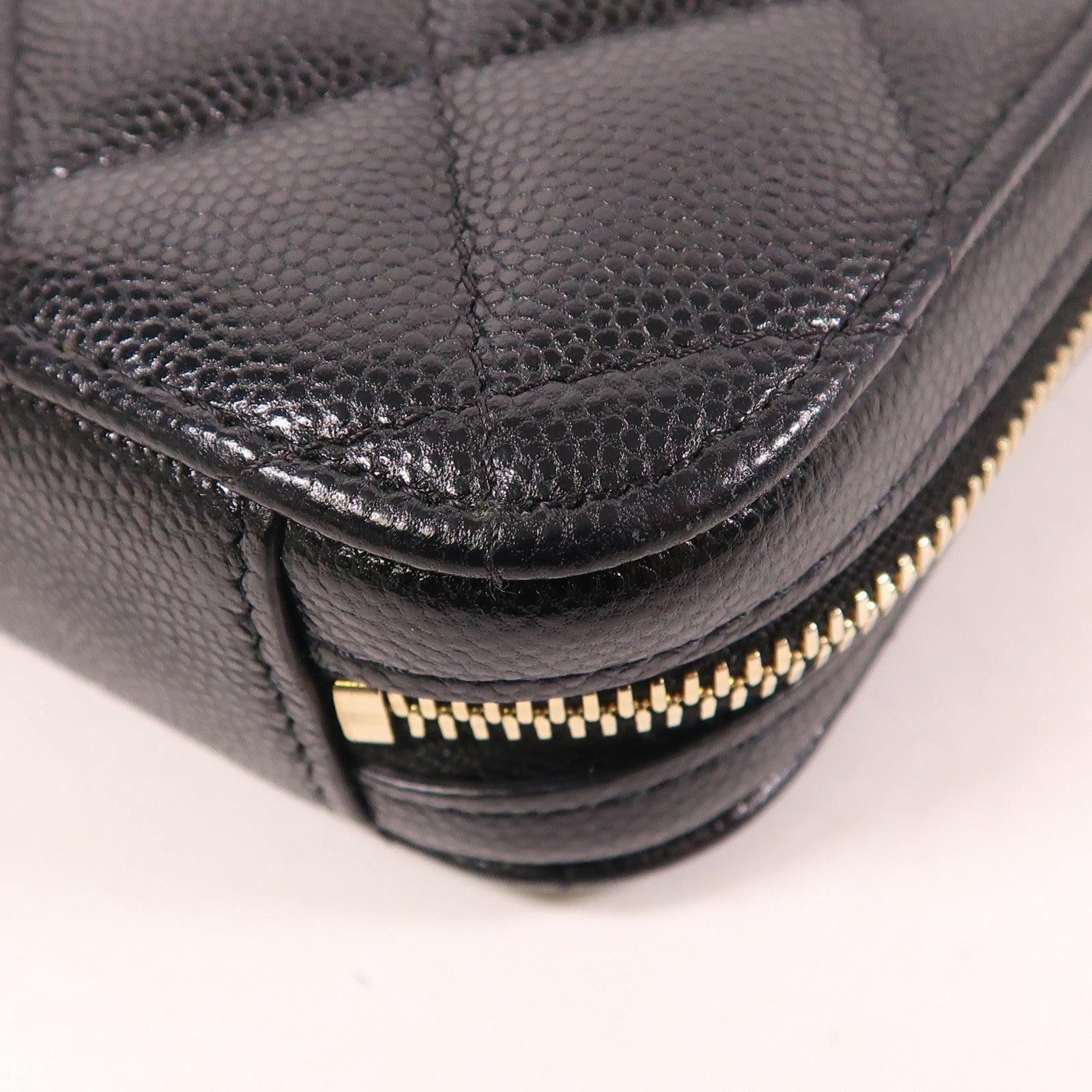 CHANEL CC GHW Phone Bag Chain Shoulder Bag Calfskin Leather Black