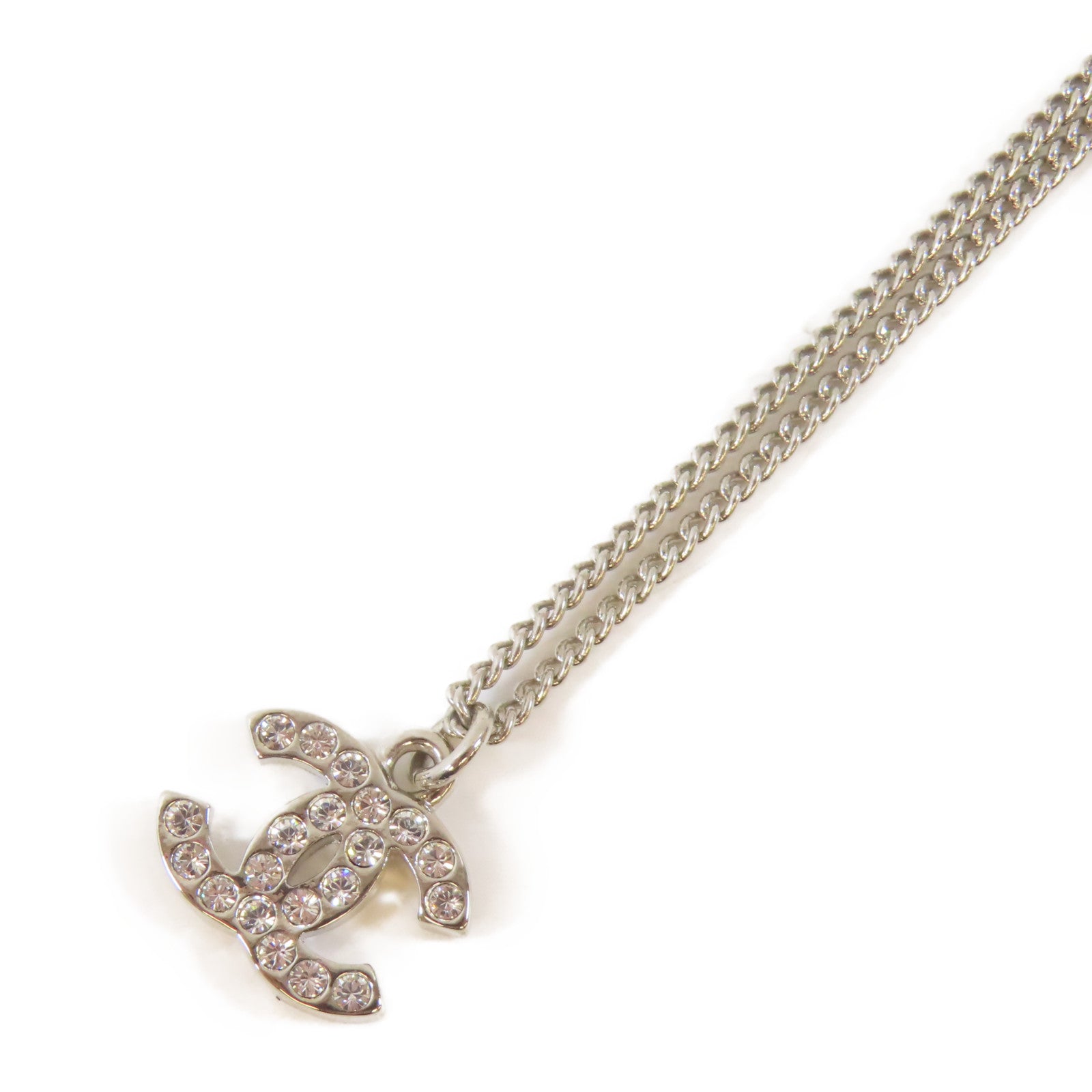 CHANEL 金屬/水晶Necklace項鍊銀色#40cm