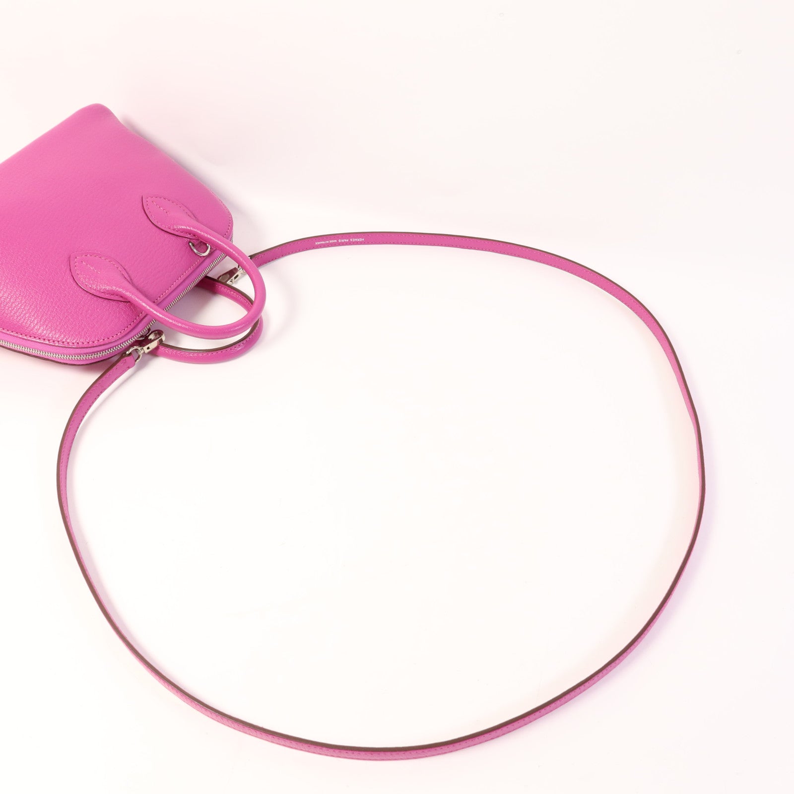 HERMES Chevre Mysore皮革Mini Bolide 1923銀扣手挽肩背兩用袋Rose Purple