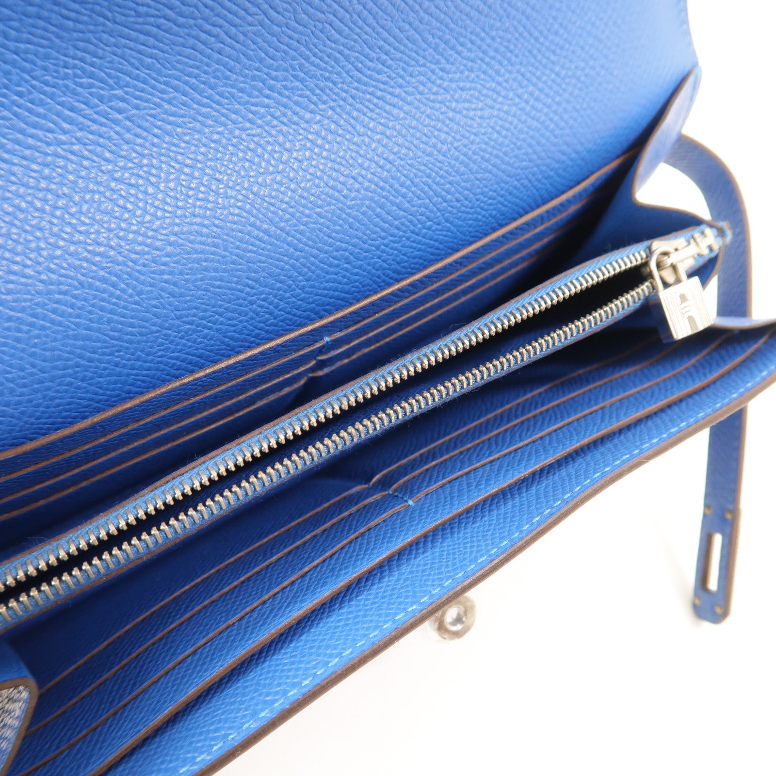 HERMES Epsom皮革Kelly Wallet長錢包Bleu Izmir