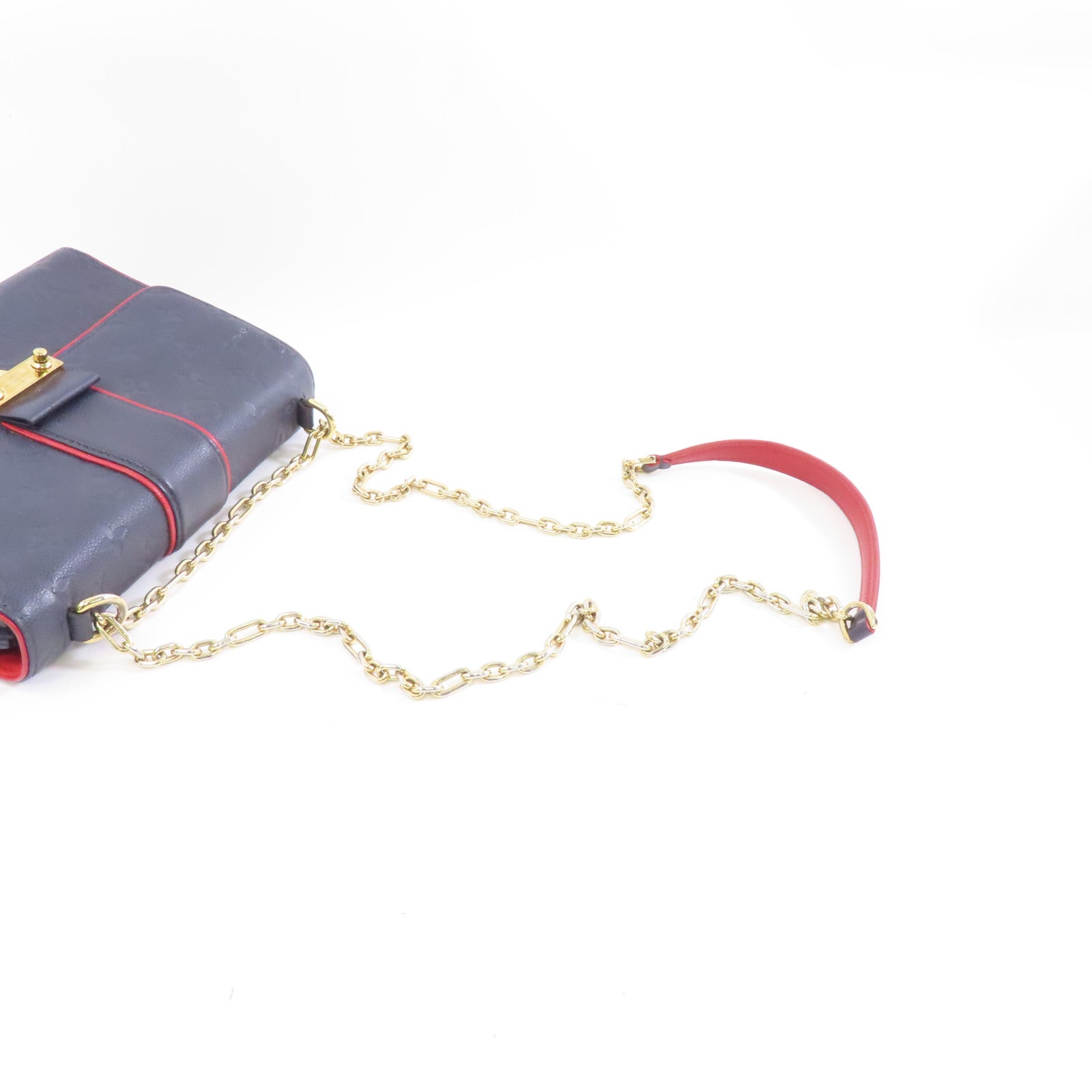 LOUIS VUITTON Monogram Empreinte Saint Sulpice金扣鏈帶肩背袋深藍色