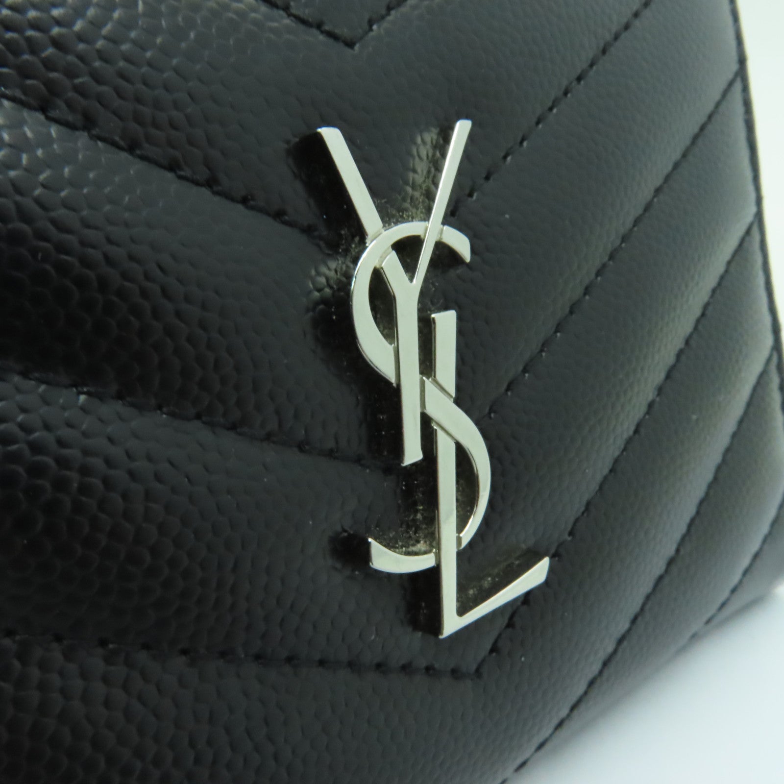 SAINT LAURENT 牛皮皮革Wallet銀扣錢包黒色