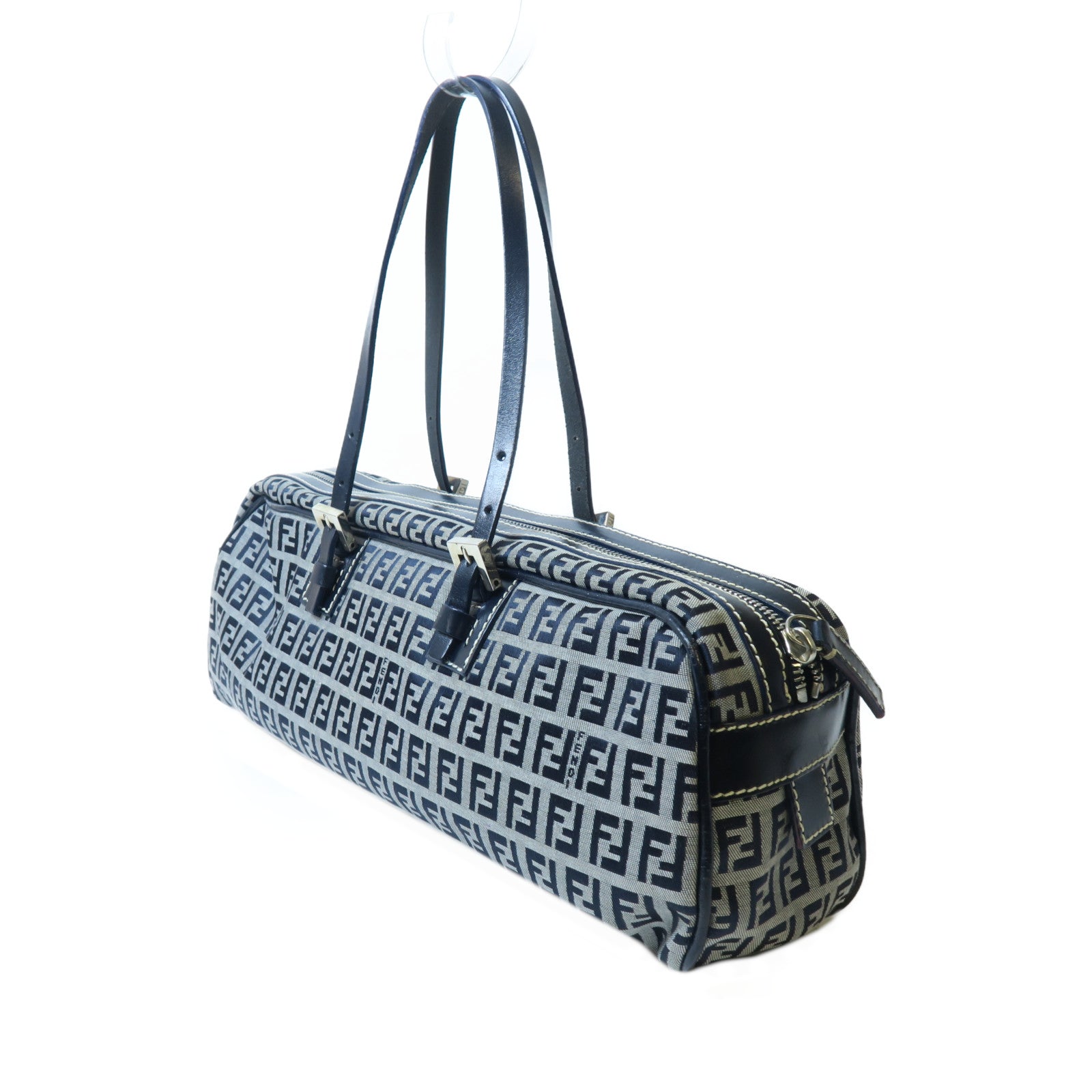 FENDI 【激減優惠】帆布Handbag銀扣手挽袋深藍色