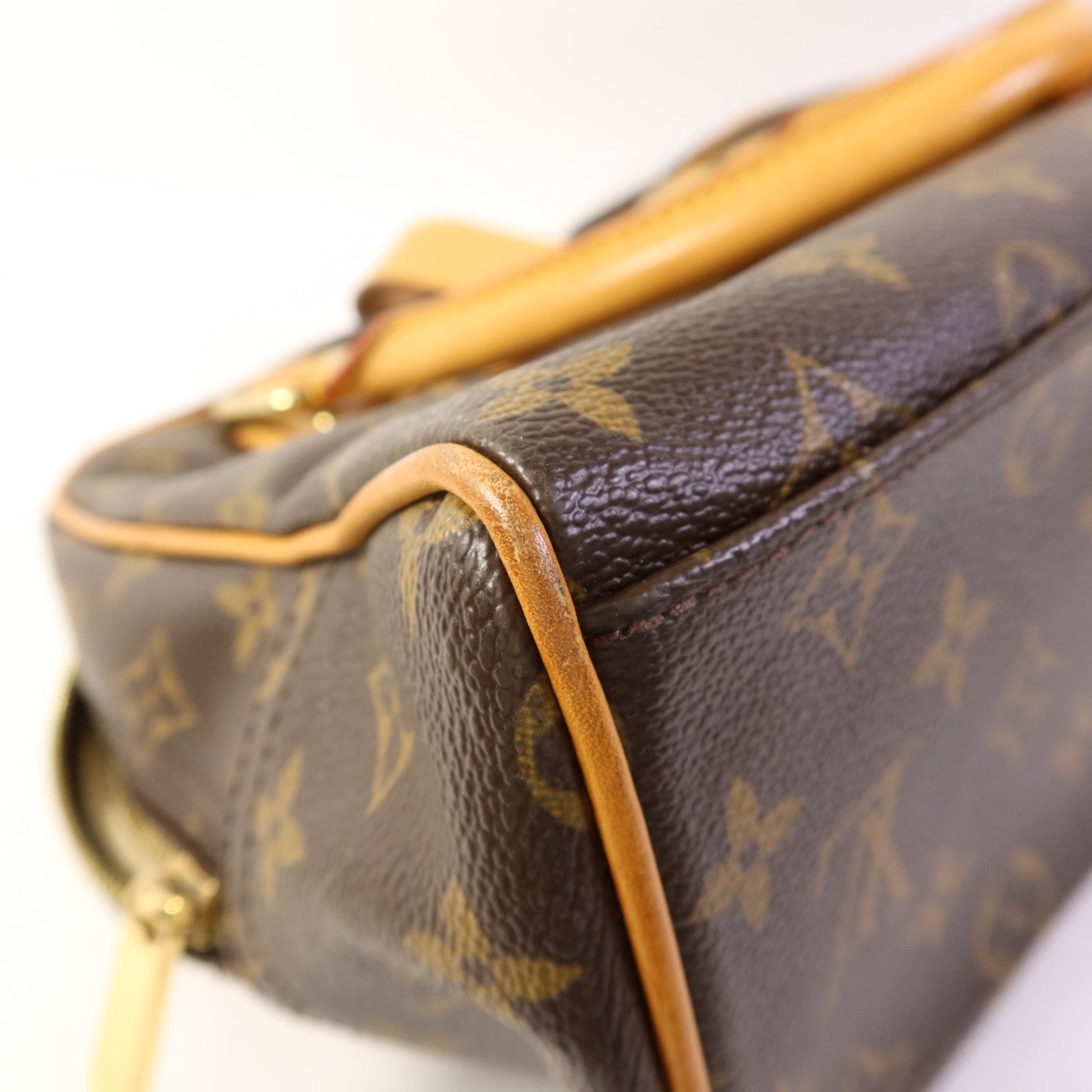 LOUIS VUITTON Monogram Manhattan GM金扣手挽袋棕色