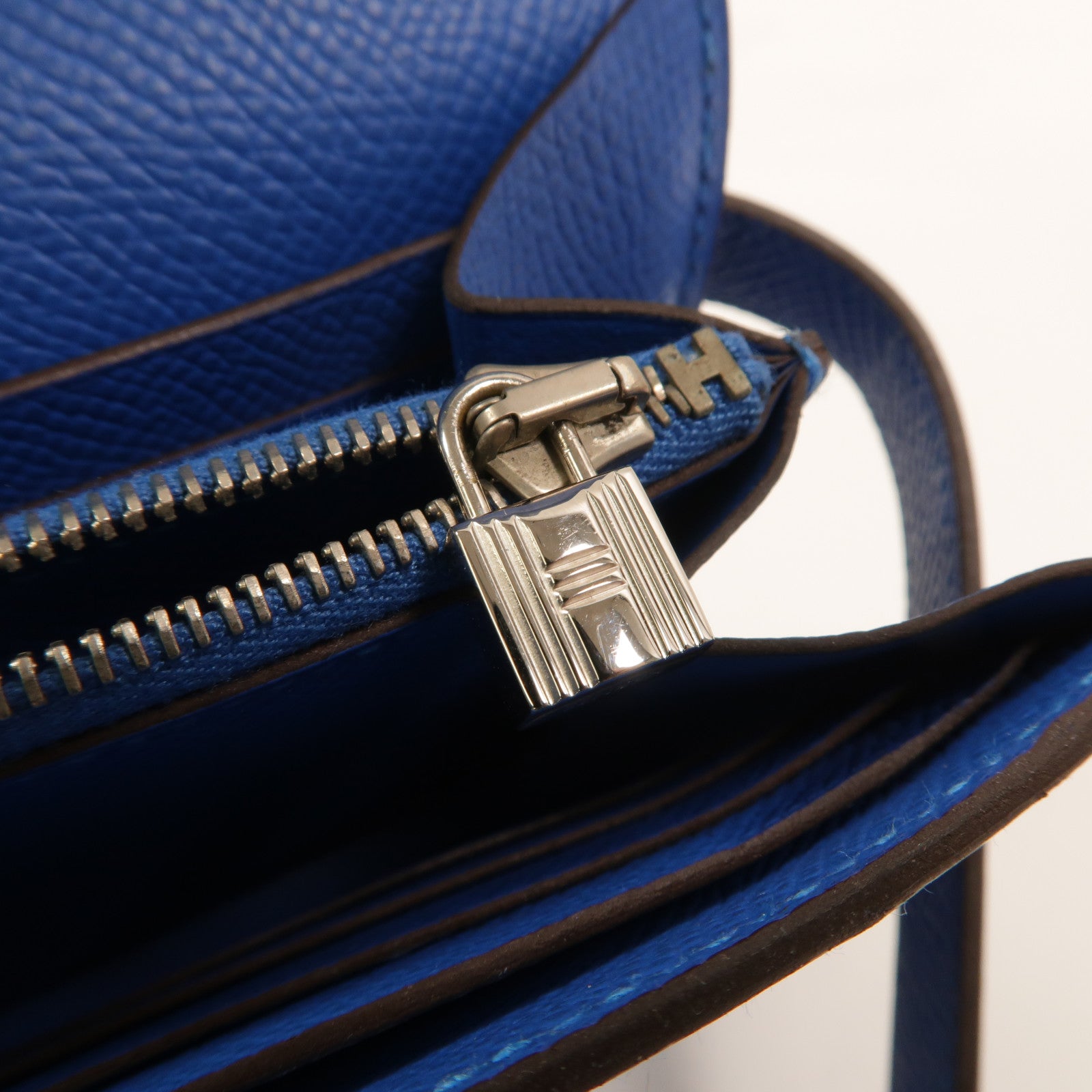 HERMES Epsom皮革Kelly Wallet長錢包Bleu Izmir