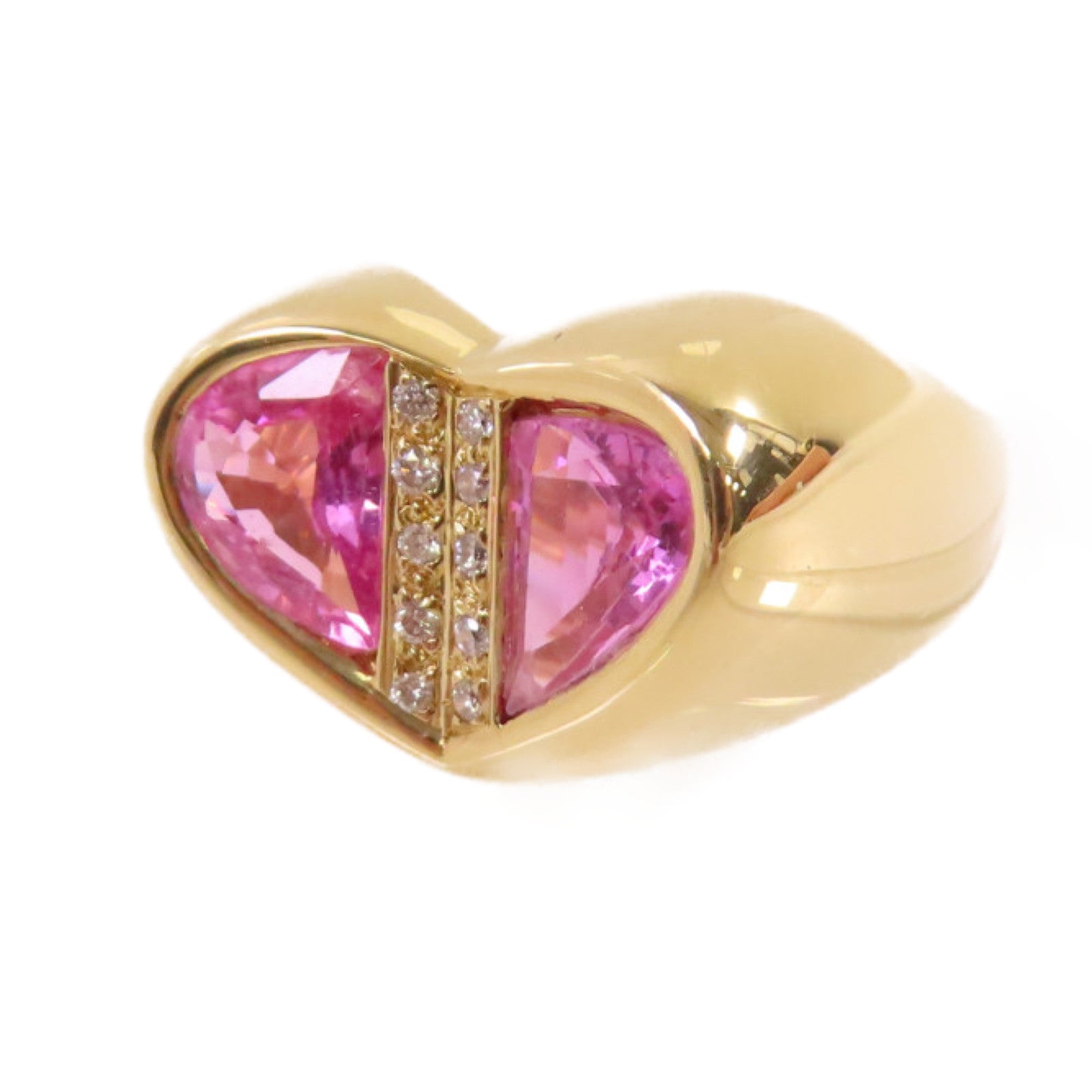 JEWELRY 【激減優惠】18K黃金/2.45ct粉紅藍寶石/0.07ct鑽石Pink Sapphire Diamond Ring戒指US#6.5