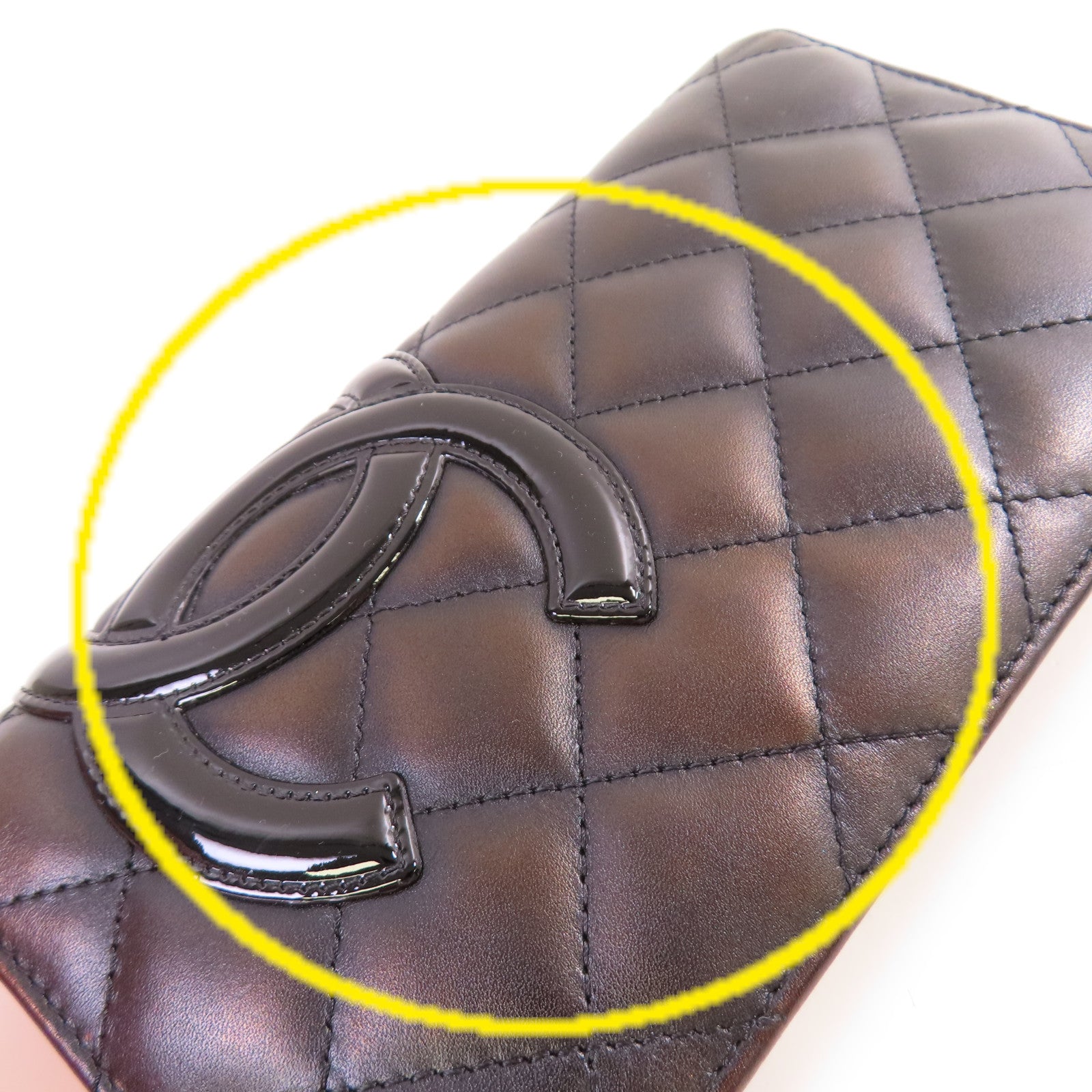 CHANEL 菱格羊皮皮革Cambon Long Wallet銀扣長錢包黑色/粉紅色