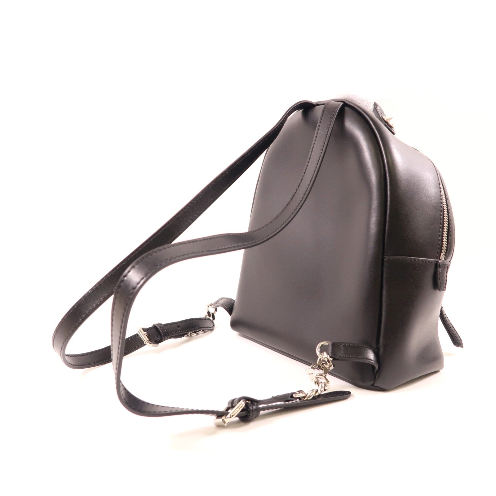 FENDI 牛皮皮革Backpack銀扣背包黑色