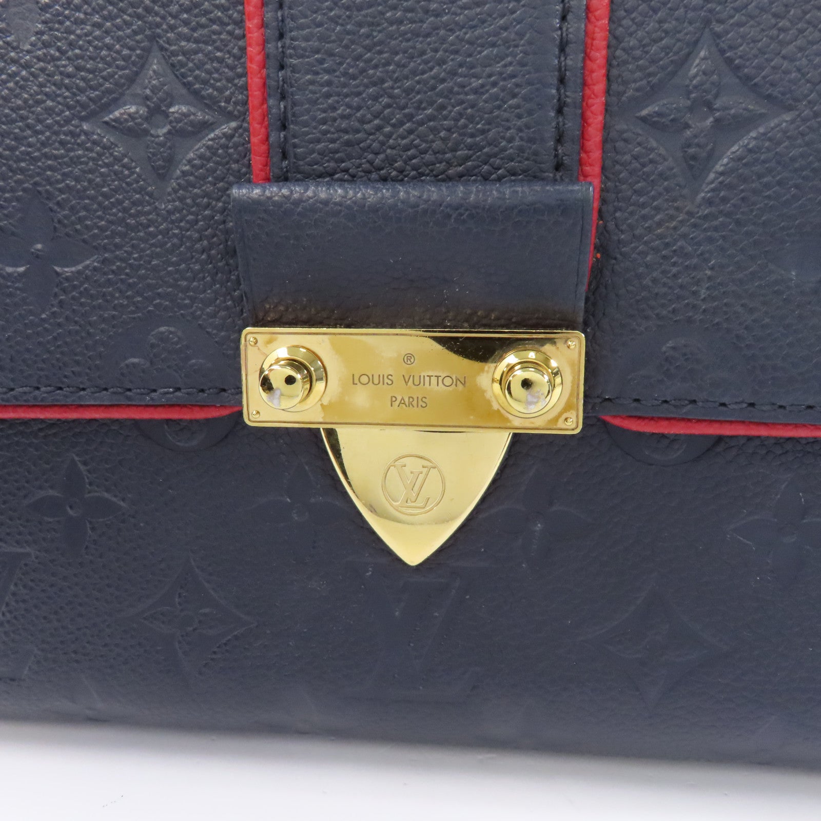 LOUIS VUITTON Monogram Empreinte Saint Sulpice金扣鏈帶肩背袋深藍色