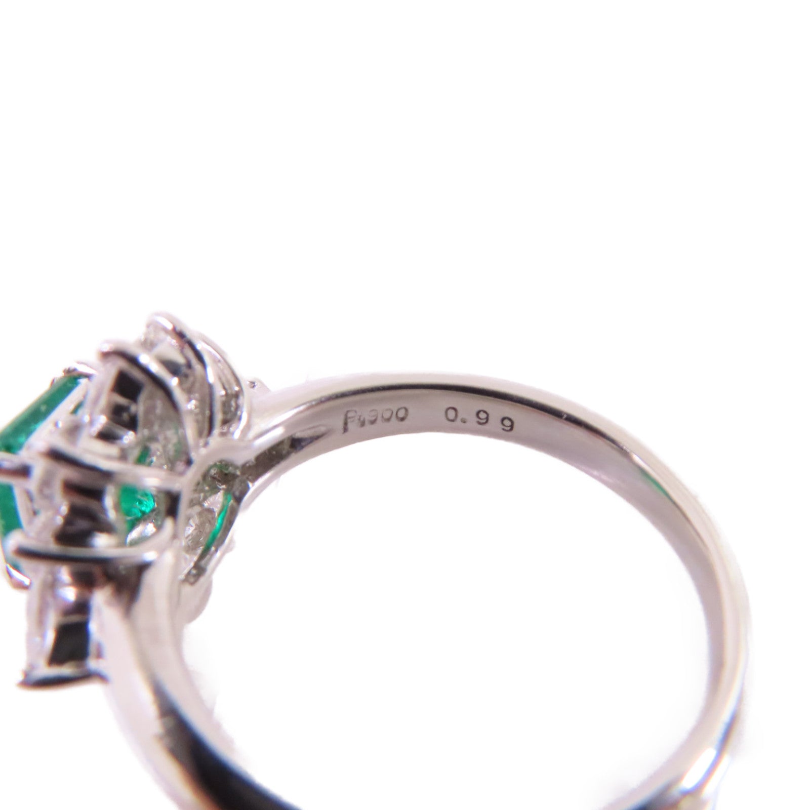 JEWELRY 0.99ct Emerald 0.85ct Diamond Ring US#6.75 PT900 Platinum